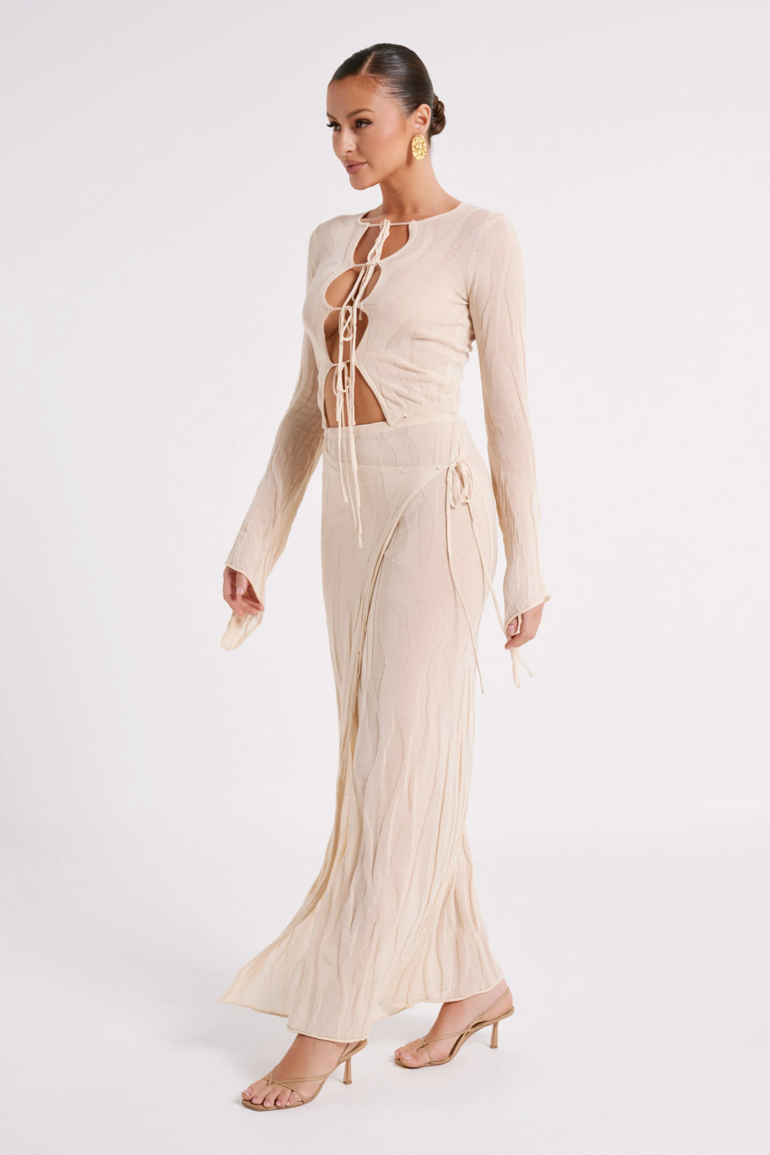 Akari Flare Sleeve Knit Top - Ivory sold by Meshki product image thumbnail 5