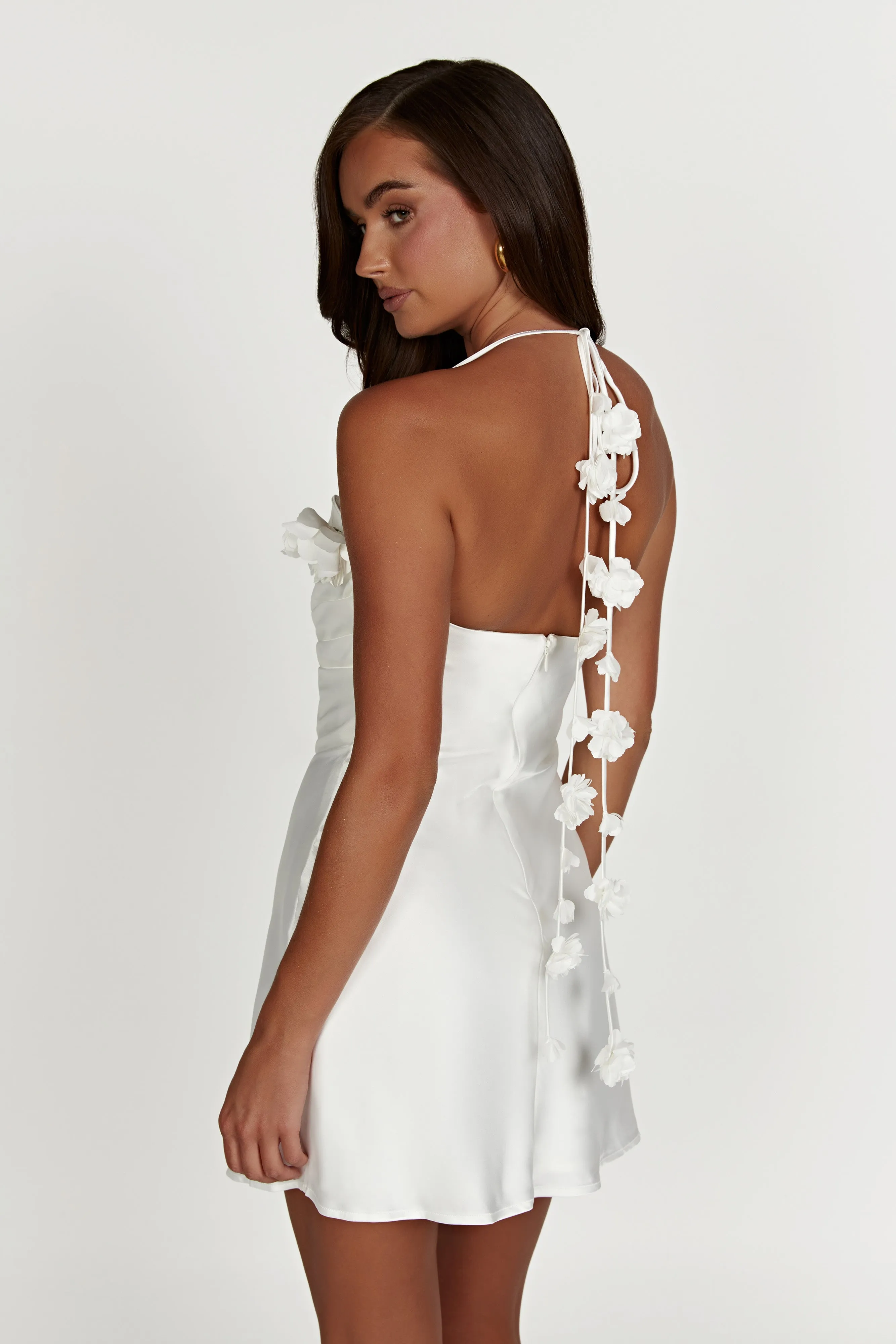 Otillie Rose Halter Mini Dress - White sold by Meshki product image thumbnail 4