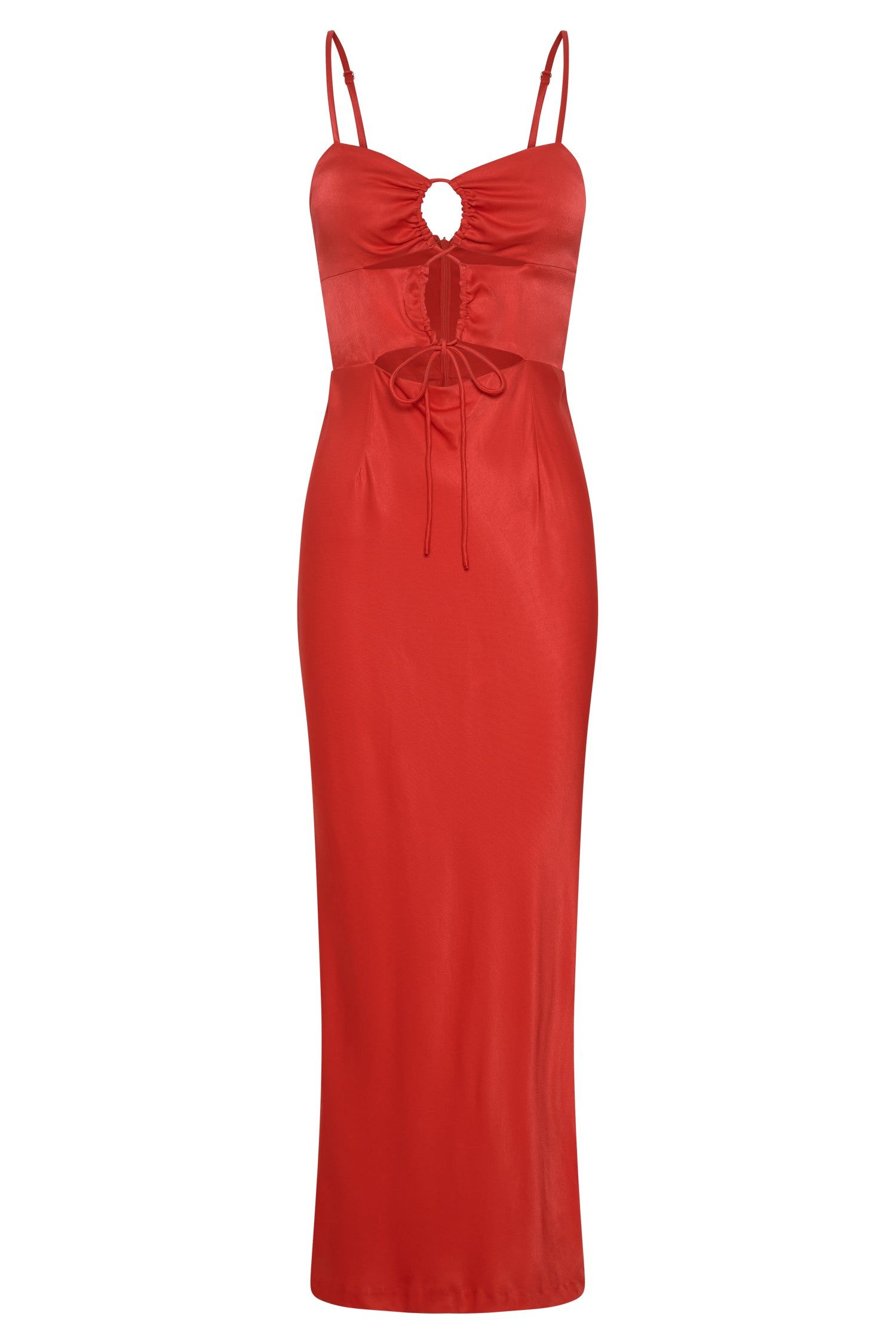 Cassie Ruched Cut Out Midi Dress - Red sold by Meshki product image thumbnail 10