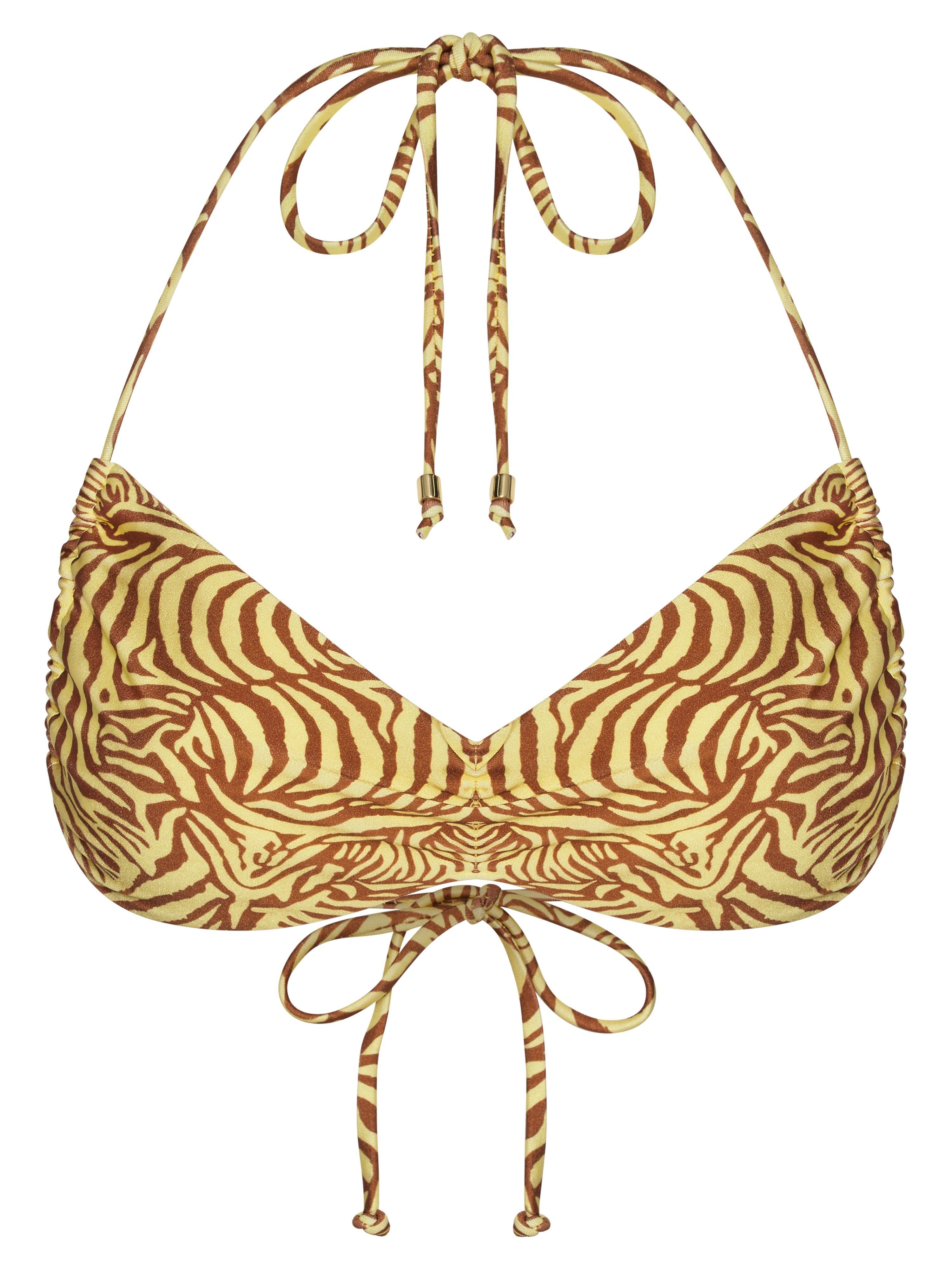 Annie Ruched Bust Bikini Top - Yellow Zebra sold by Meshki product image thumbnail 9