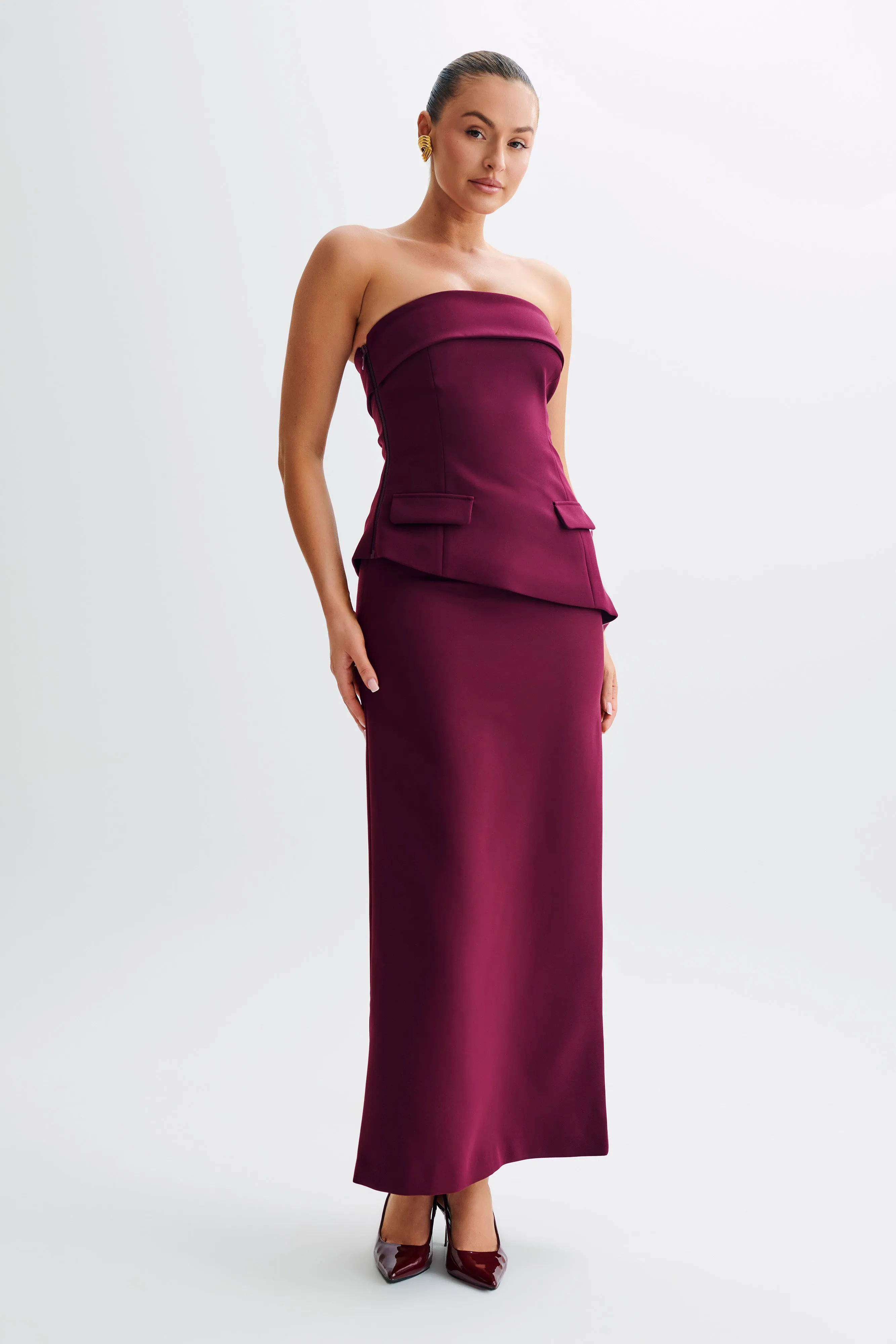 Micah Suiting Maxi Skirt - Plum sold by Meshki product image thumbnail 3