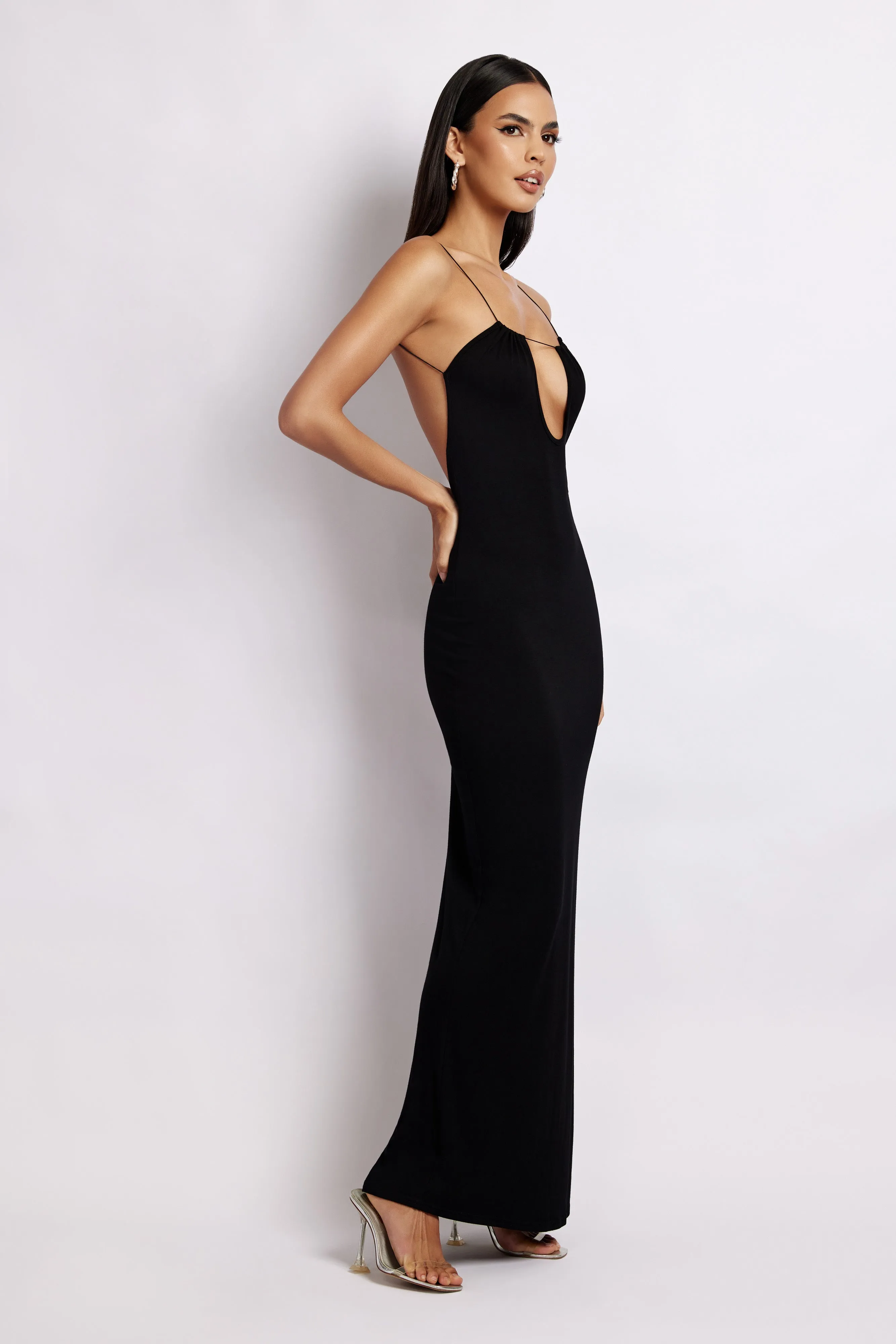 Kirsty Strappy Circle Cutout Maxi Dress - Black sold by Meshki product image thumbnail 4