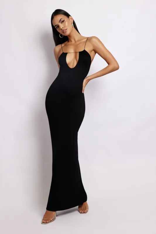 Kirsty Strappy Circle Cutout Maxi Dress - Black sold by Meshki