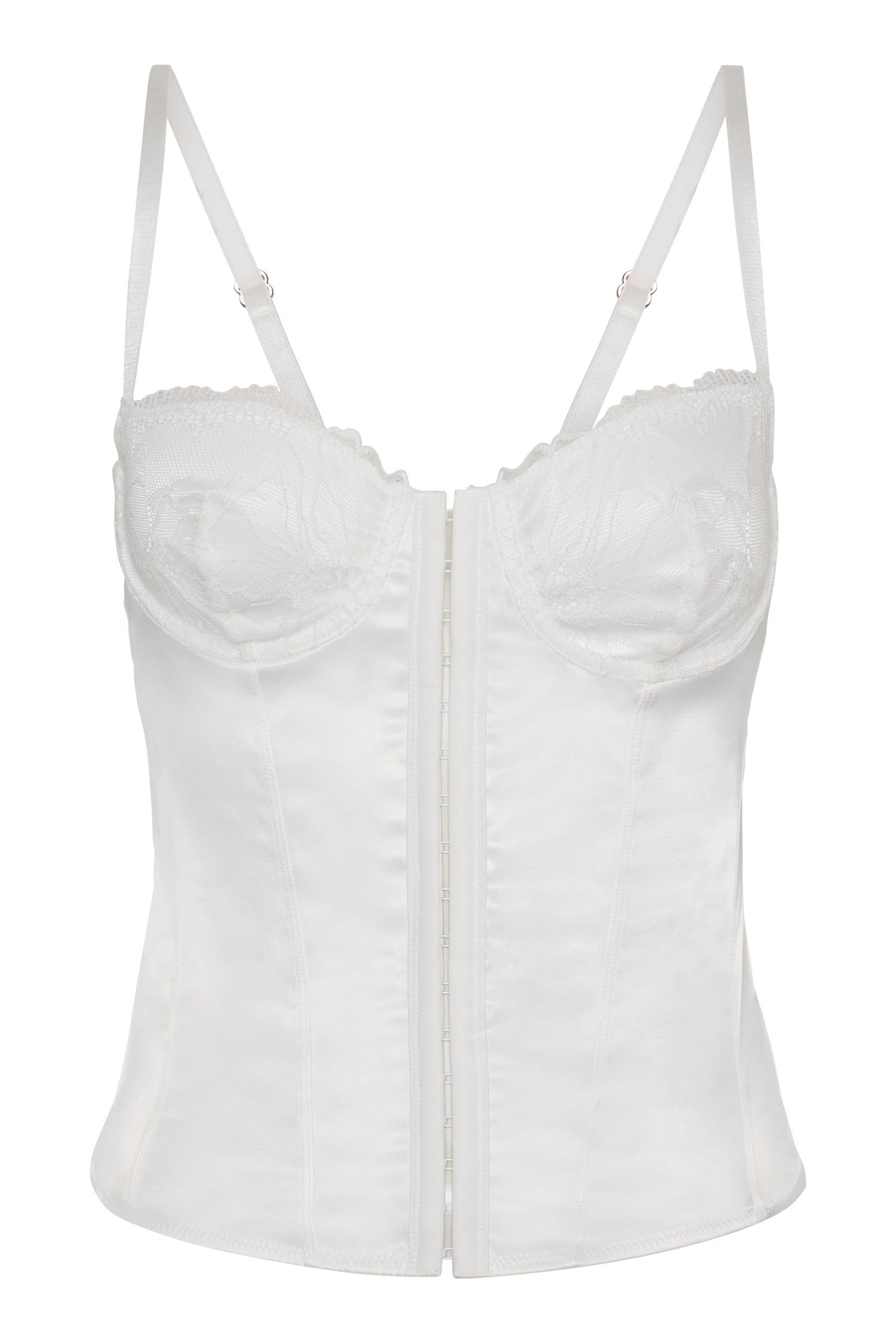 Claudia Lace Satin Bustier Corset - White sold by Meshki product image thumbnail 9