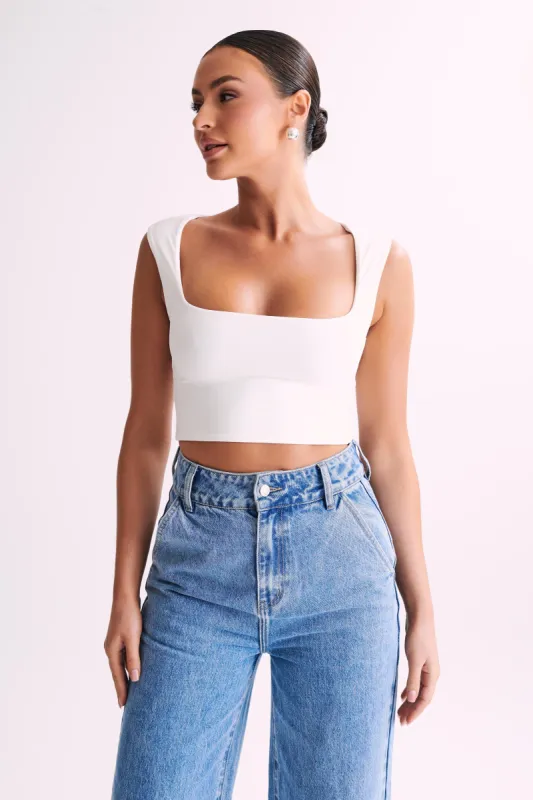 Linley Recycled Nylon Cropped Top - White sold by Meshki