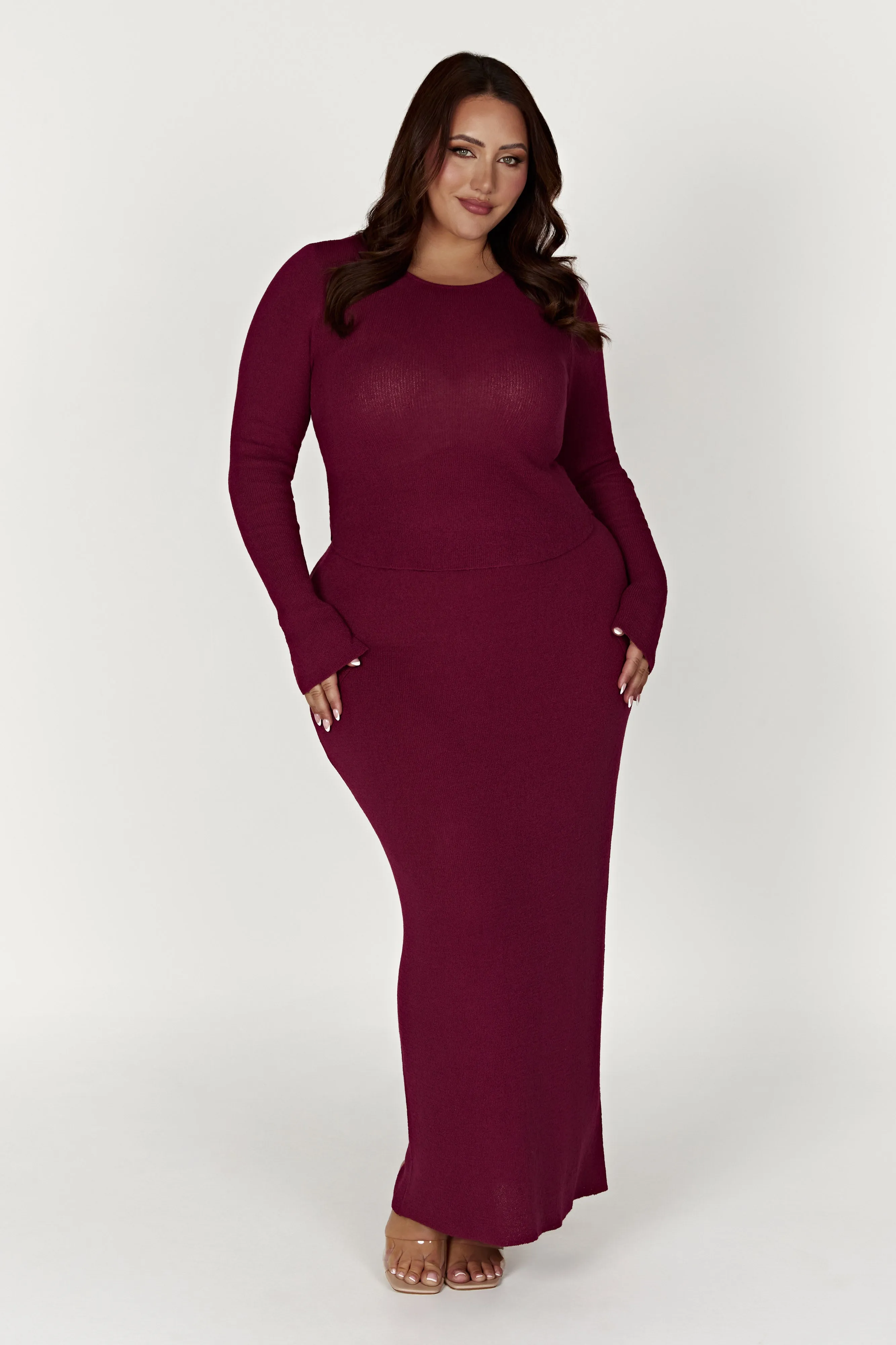 Maribelle Knit Maxi Skirt - Wine sold by Meshki product image thumbnail 4