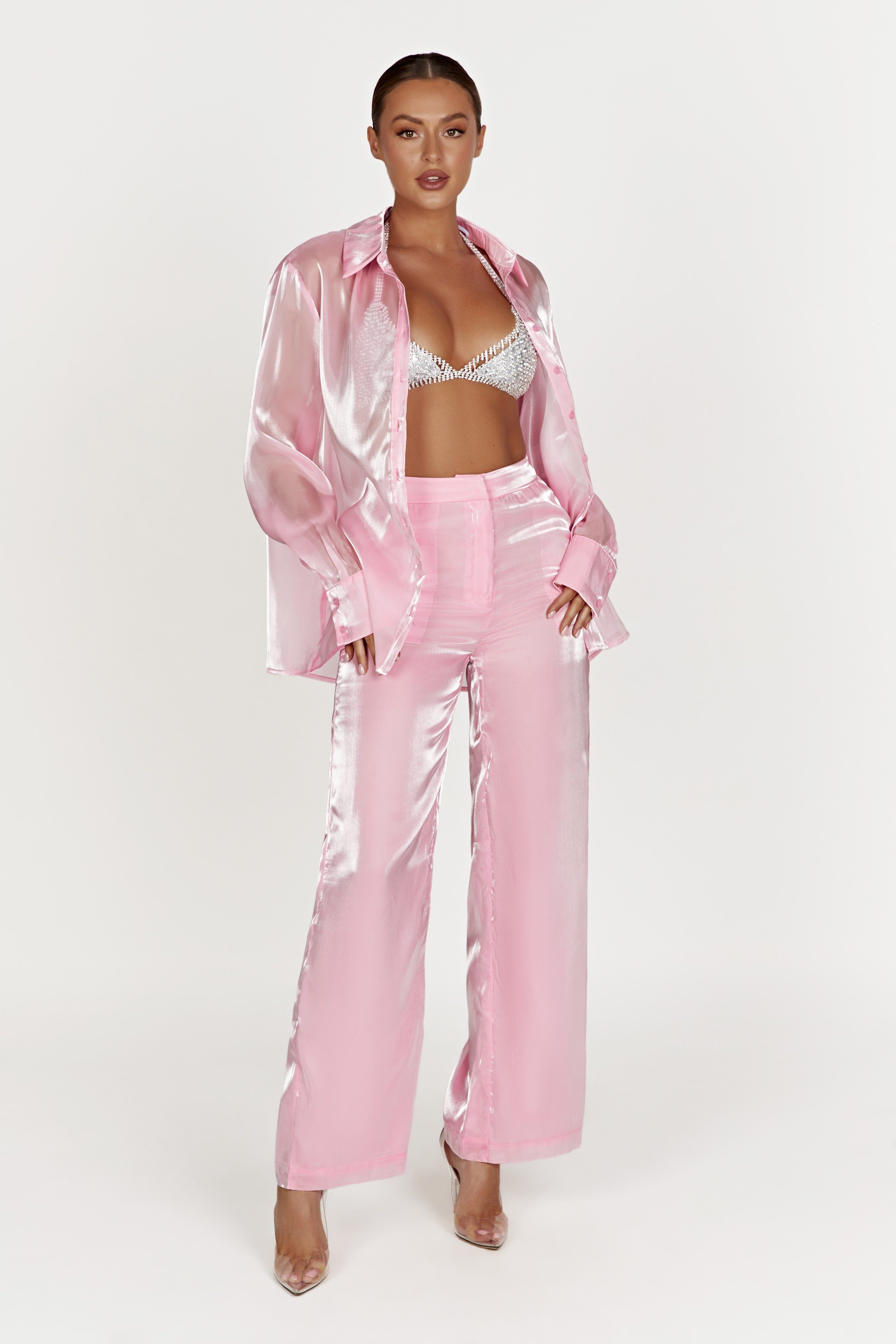 Kinsley Sheer Pants - Candy Pink sold by Meshki product image thumbnail 4