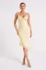 Crawford Satin Midi Dress - Yellow sold by Meshki