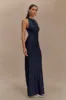 Priya Slinky Ruched Halter Maxi Dress - Navy sold by Meshki