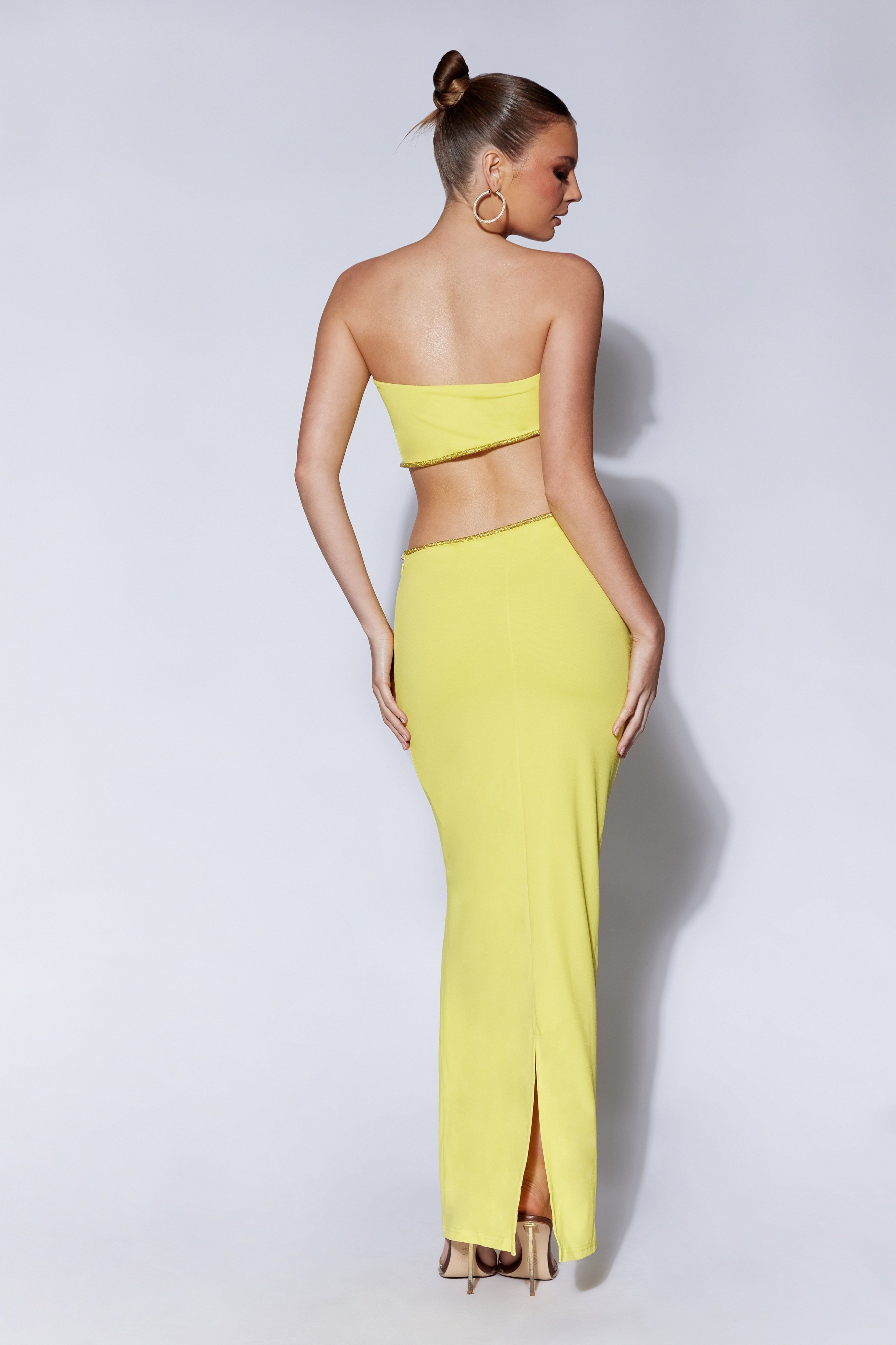 Jaden Strapless Cut Out Maxi Dress - Chartreuse sold by Meshki product image thumbnail 3