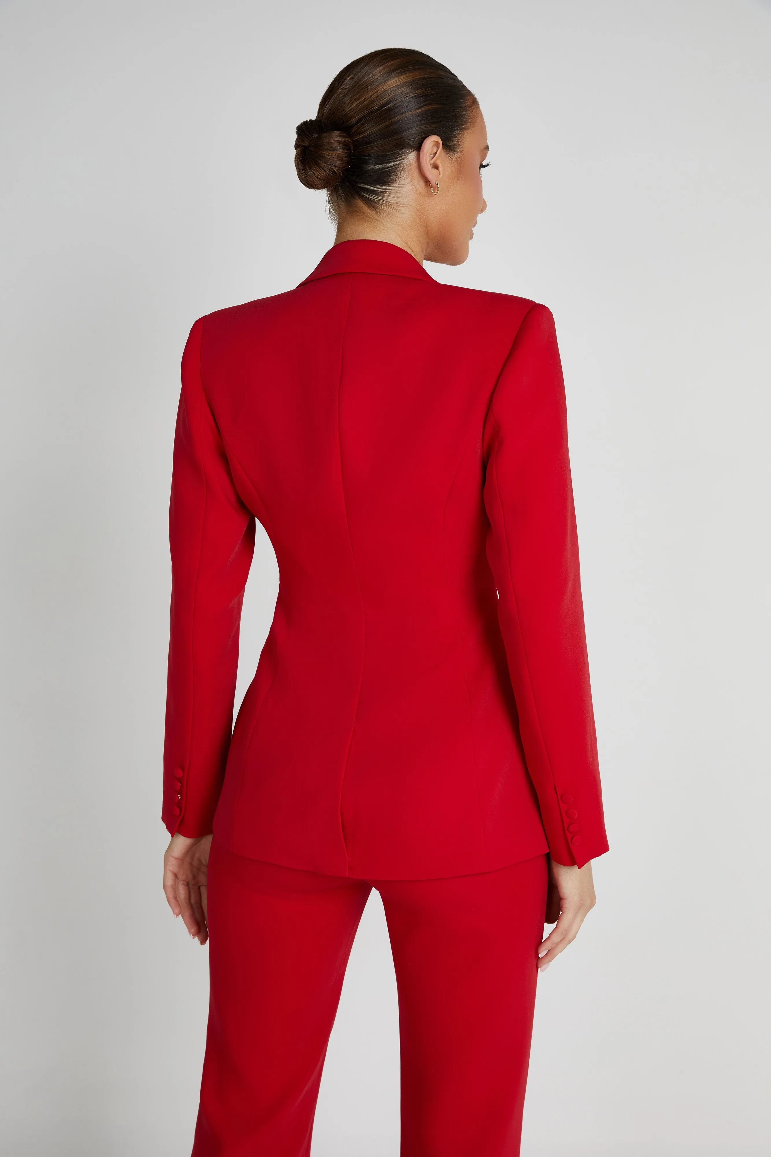 Helda Fitted Cinched Waist Blazer - Red sold by Meshki product image thumbnail 2