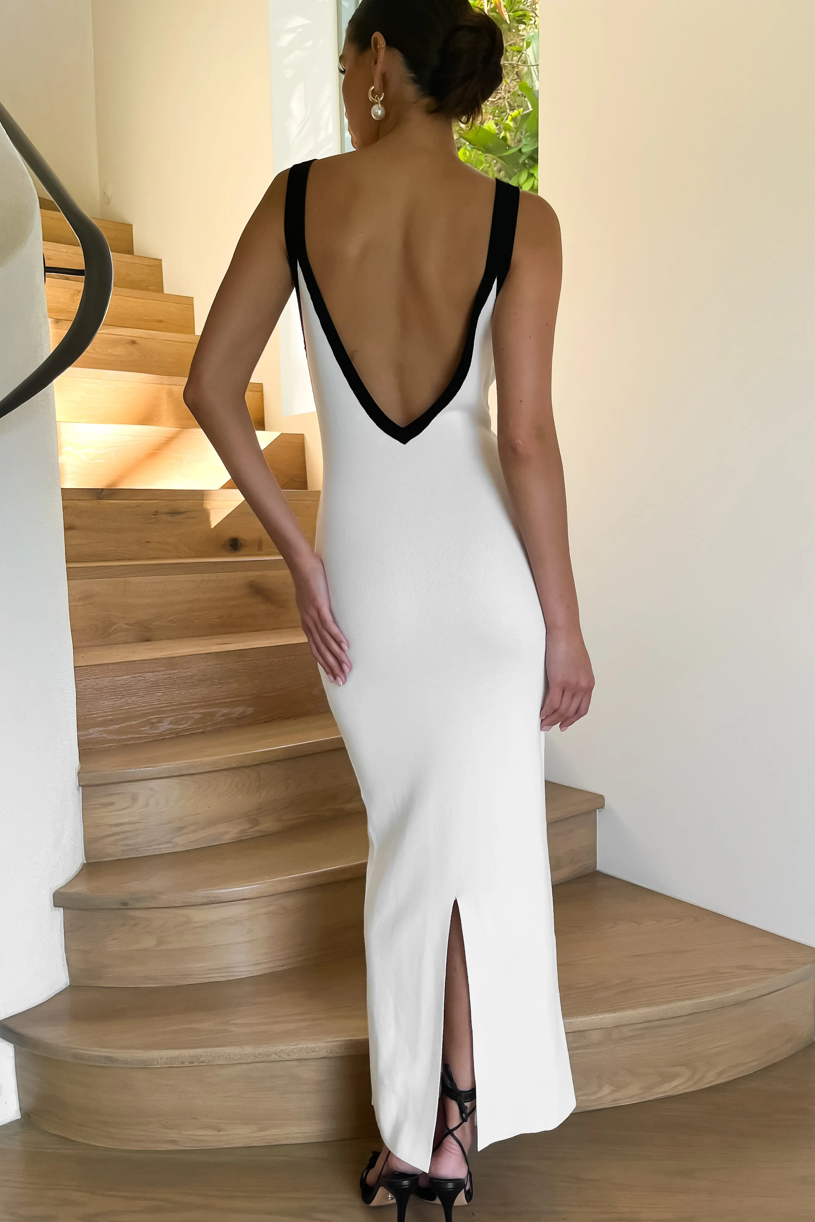 Debbi Contrast Knit Midi Dress - White sold by Meshki product image thumbnail 3