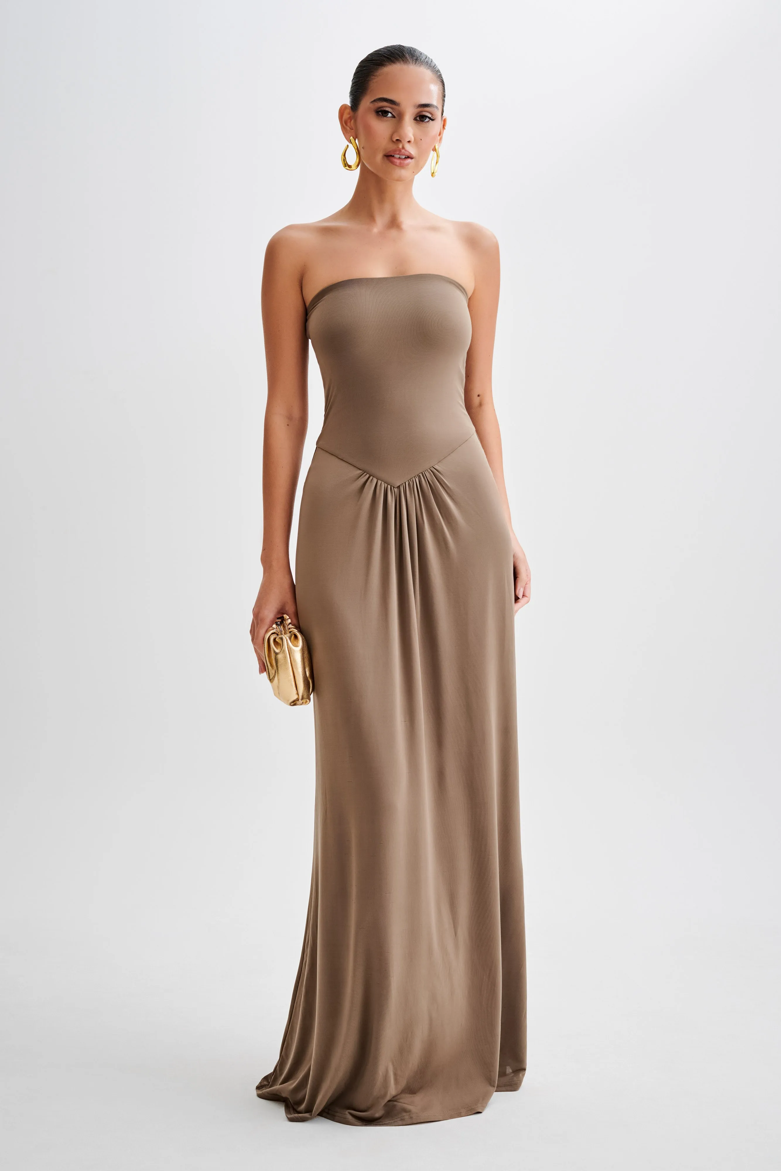 Ruby Strapless Slinky Maxi Dress - Coco sold by Meshki