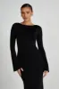 Tarna Slinky Fishtail Maxi Dress - Black sold by Meshki