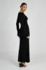 Tarna Slinky Fishtail Maxi Dress - Black sold by Meshki