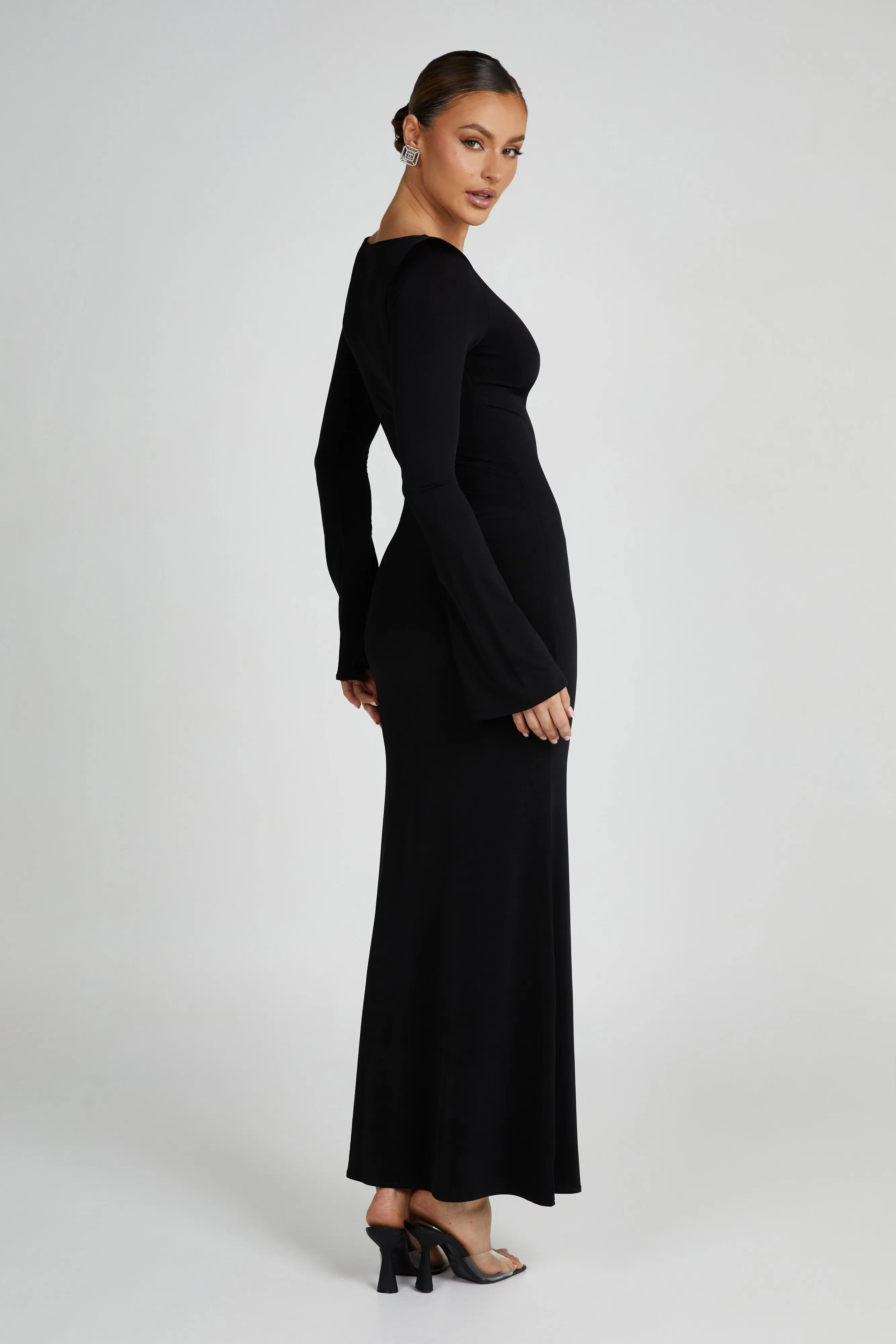 Tarna Slinky Fishtail Maxi Dress - Black sold by Meshki product image thumbnail 2
