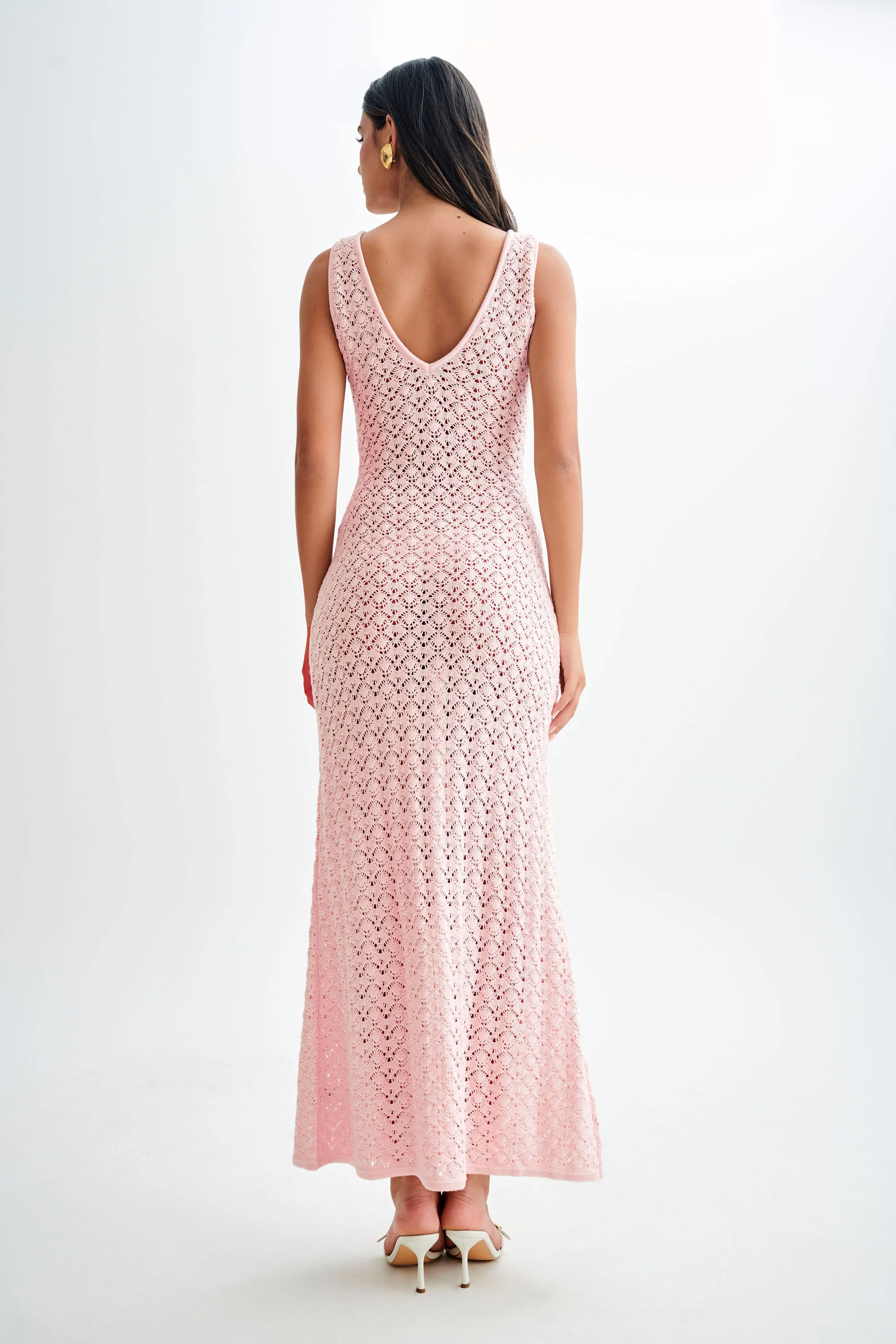 Carter Crochet Sleeveless Maxi Dress - Powder Pink sold by Meshki product image thumbnail 3