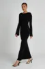 Tarna Slinky Fishtail Maxi Dress - Black sold by Meshki