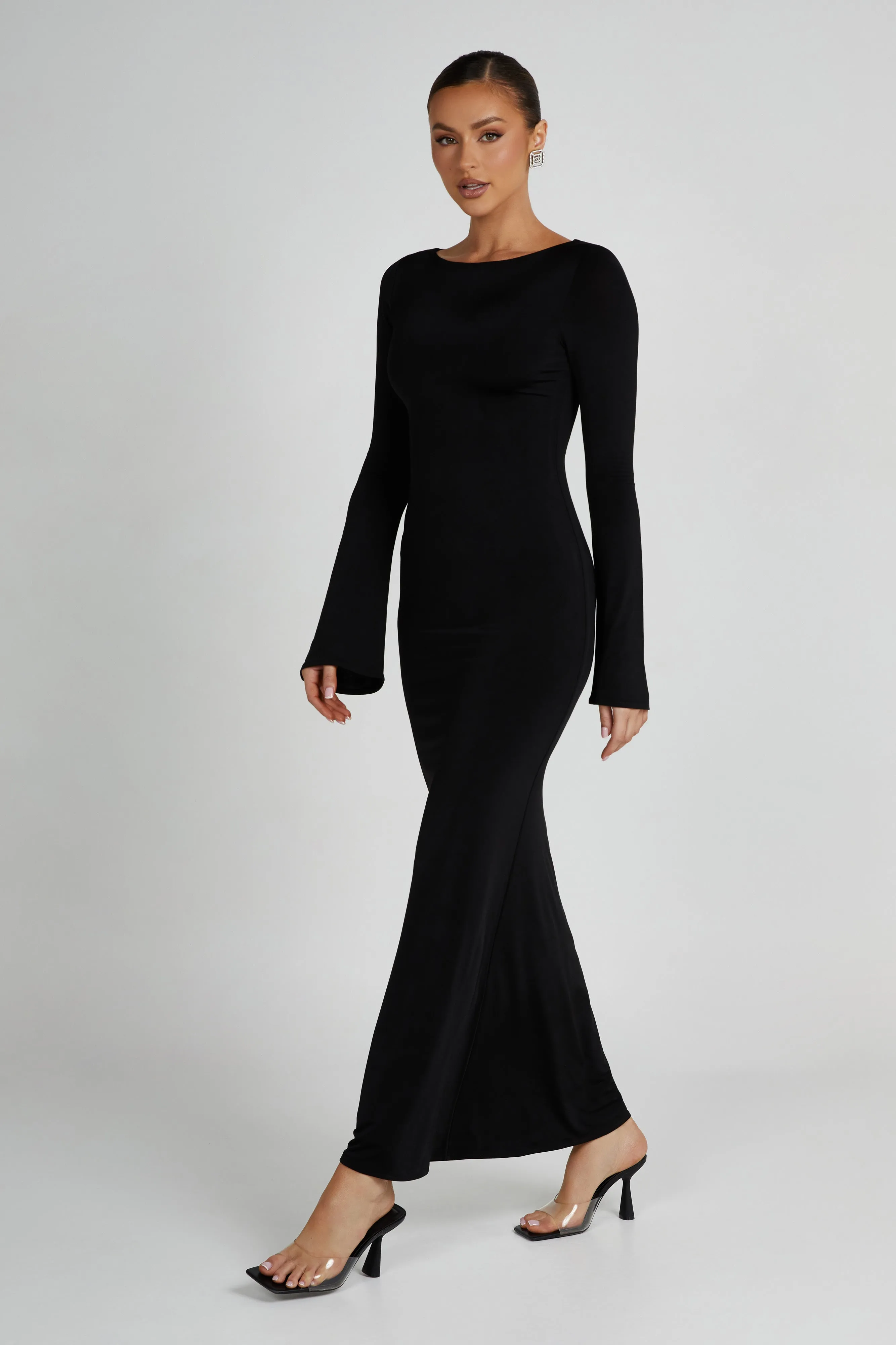 Tarna Slinky Fishtail Maxi Dress - Black sold by Meshki product image thumbnail 3