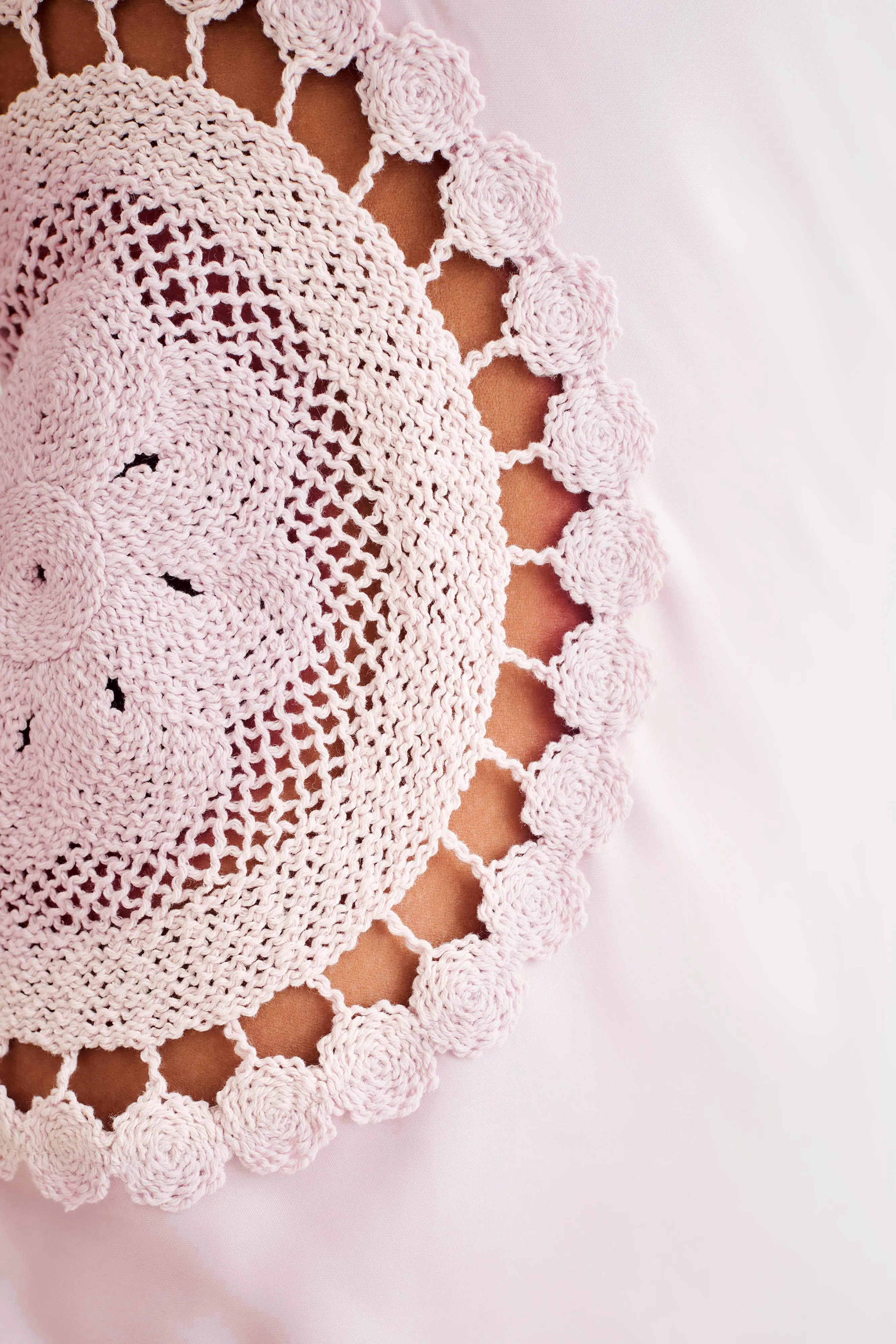 Kristina Satin Maxi Dress With Crochet - Pale Pink sold by Meshki product image thumbnail 5