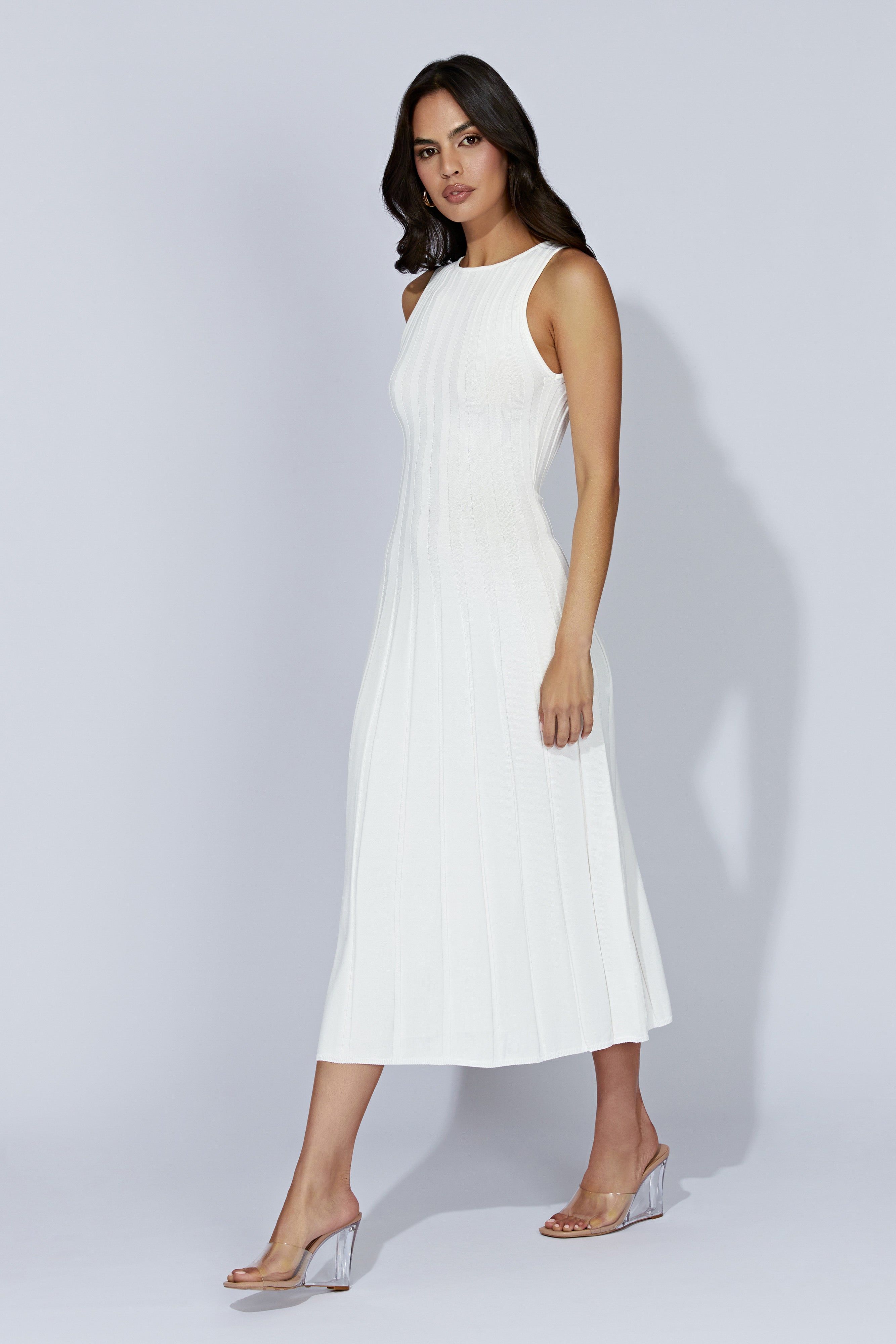 Aspen Back Keyhole Knit Midi Dress - White sold by Meshki product image thumbnail 4