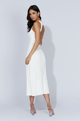 Aspen Back Keyhole Knit Midi Dress - White sold by Meshki