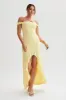 Eisley Slinky Off Shoulder Maxi Dress - Yellow sold by Meshki