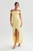 Eisley Slinky Off Shoulder Maxi Dress - Yellow sold by Meshki