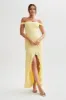 Eisley Slinky Off Shoulder Maxi Dress - Yellow sold by Meshki
