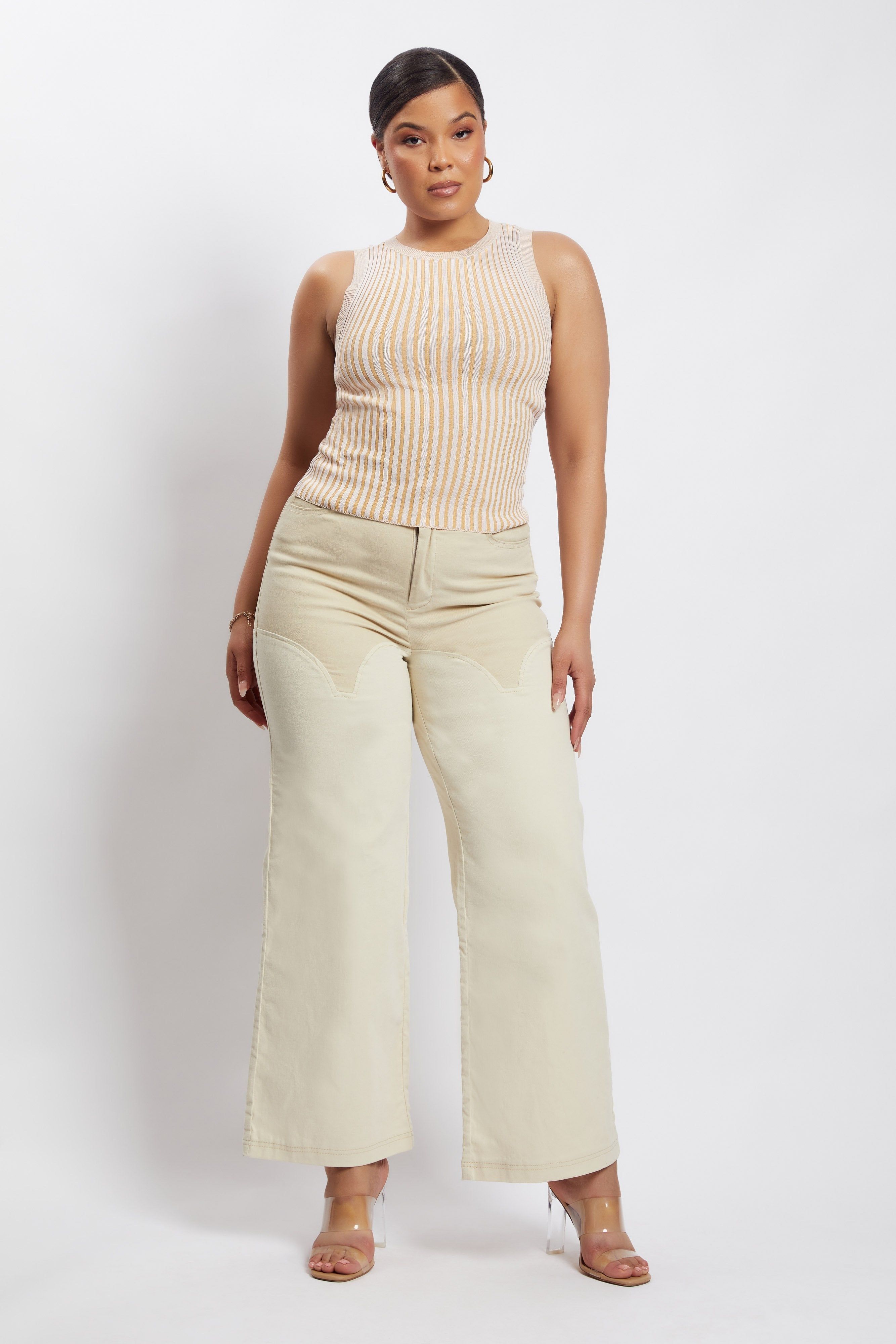 Sonia Contrast Wideleg Cargo Pants - Sand sold by Meshki product image thumbnail 11