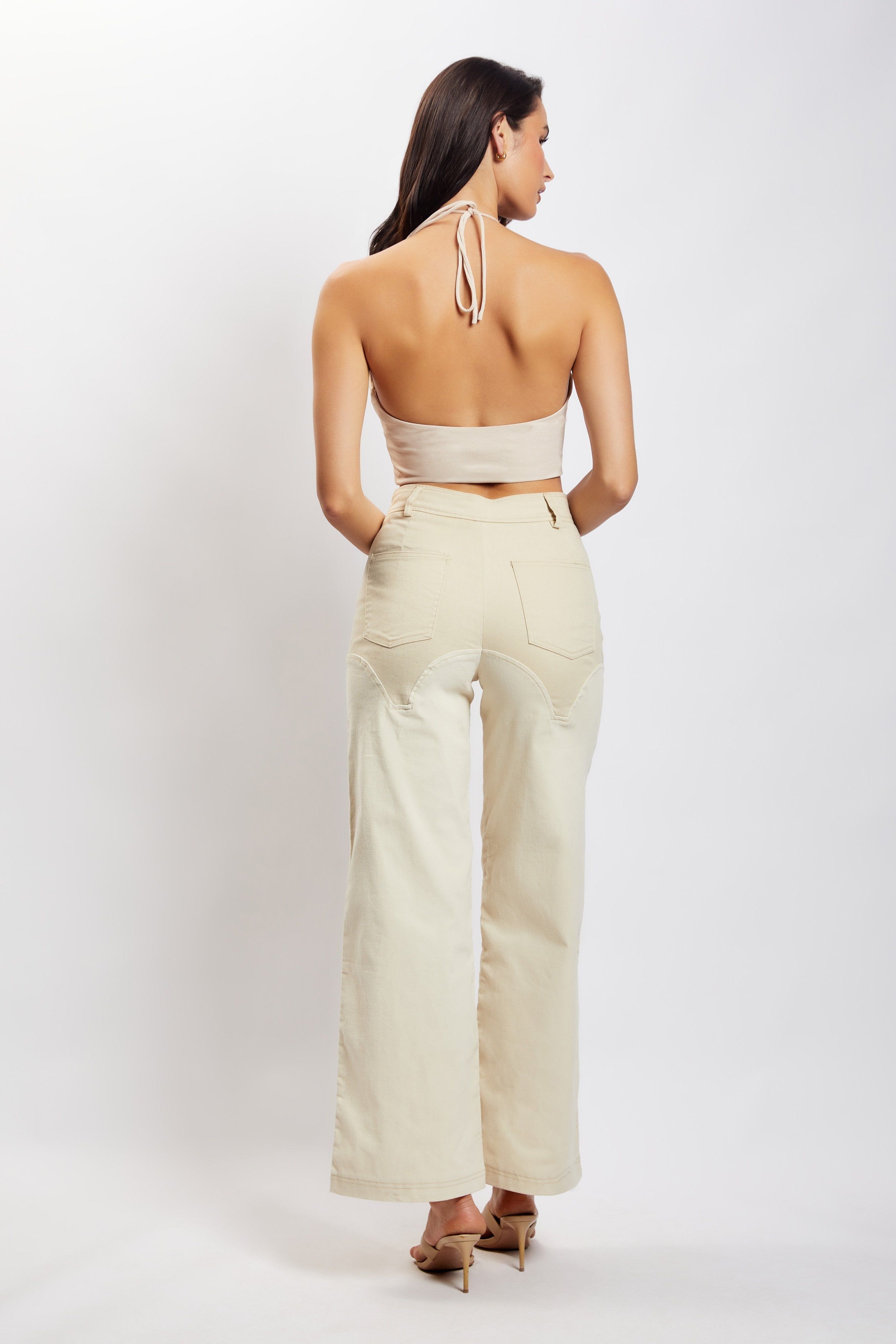 Sonia Contrast Wideleg Cargo Pants - Sand sold by Meshki product image thumbnail 3