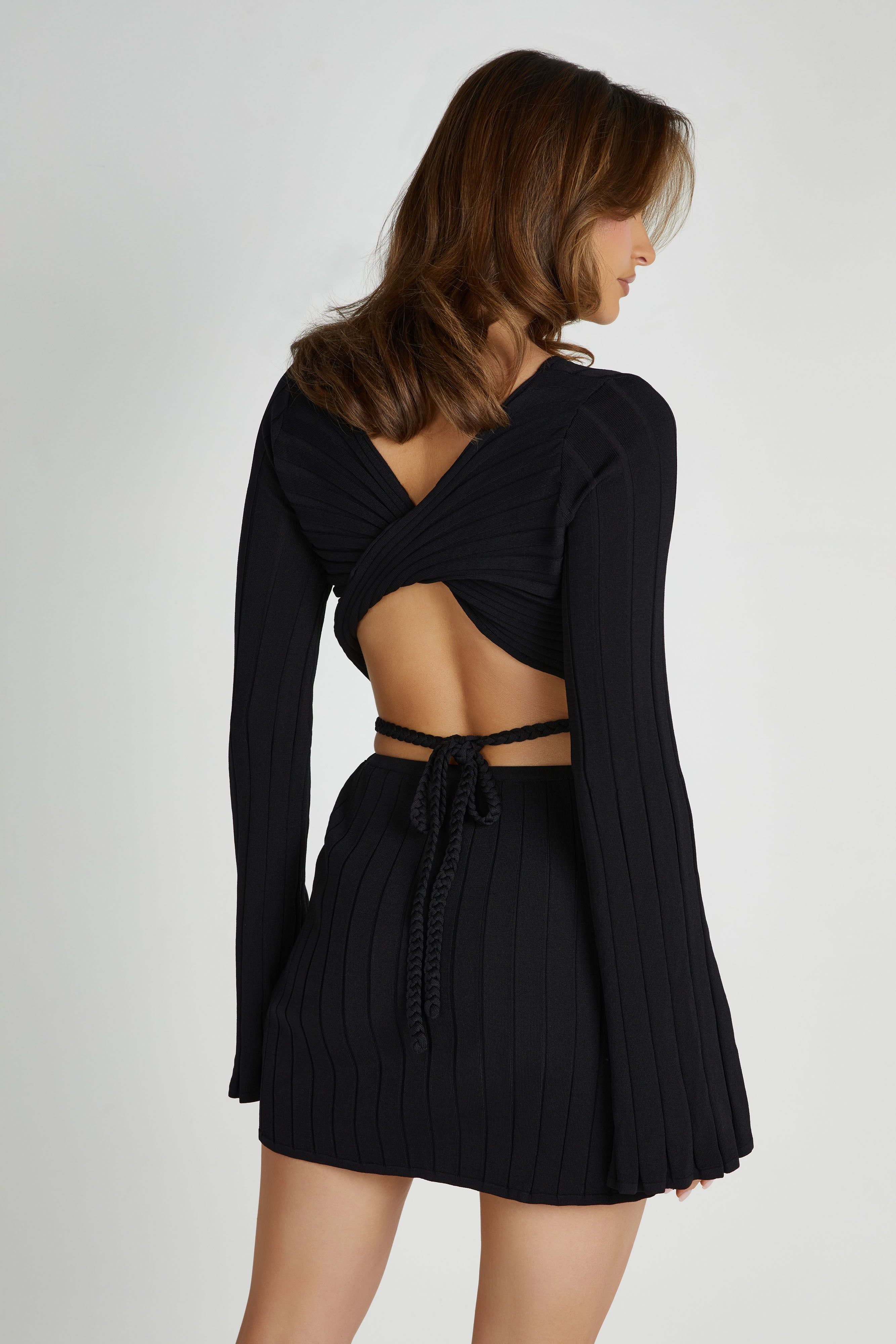 Celine Twist Back Extreme Rib Top - Black sold by Meshki product image thumbnail 2