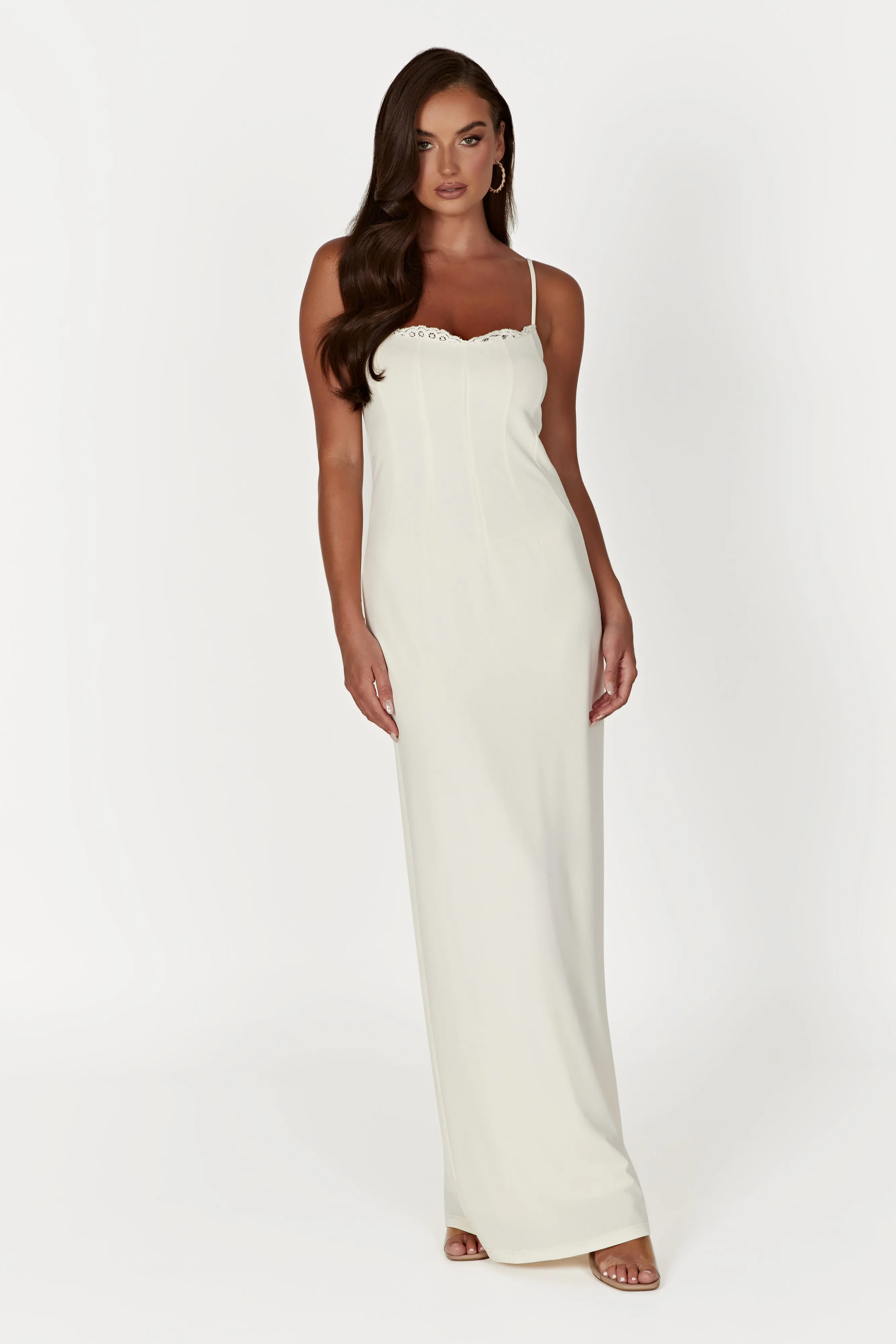 Amorette Lace Trim Maxi Dress - Bone sold by Meshki product image thumbnail 4