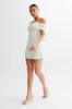 Melina Slinky Off Shoulder Mini Dress - Ivory sold by Meshki