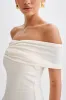 Melina Slinky Off Shoulder Mini Dress - Ivory sold by Meshki