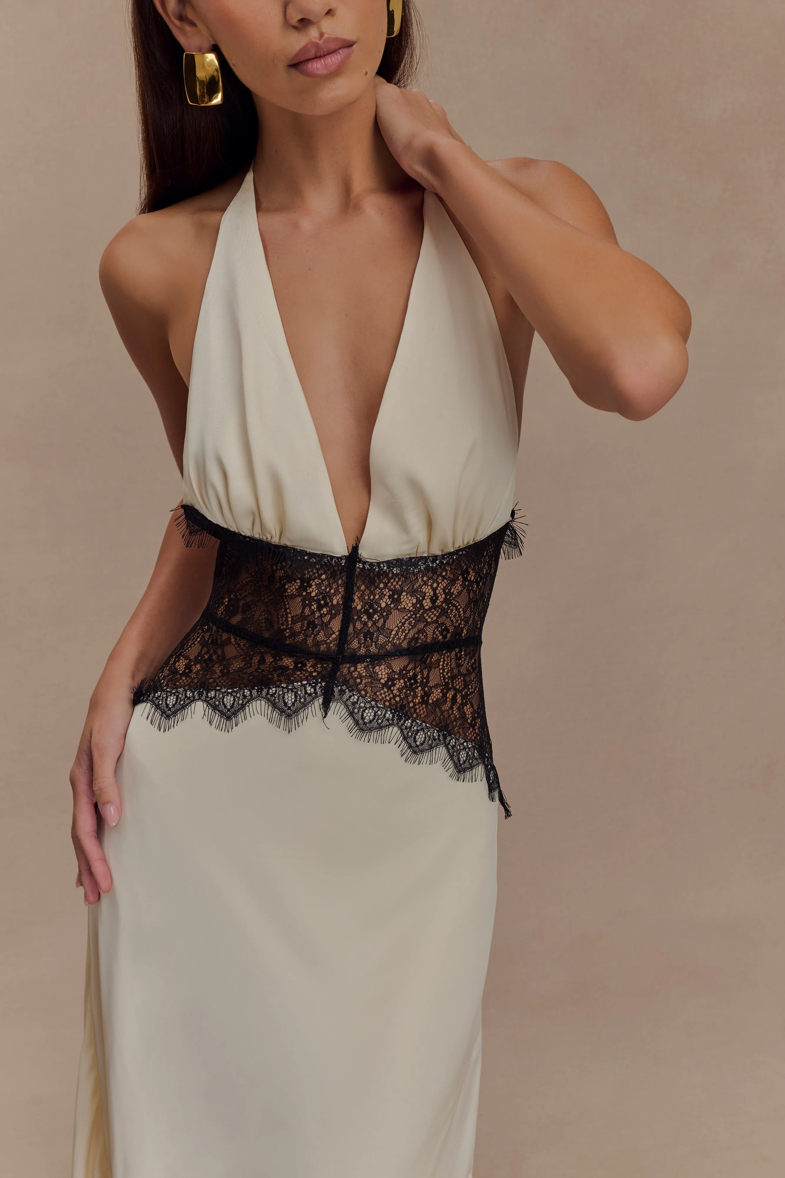 Dinah Lace And Satin Maxi Dress - Black/Ivory sold by Meshki product image thumbnail 5