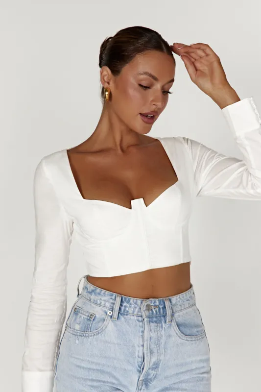 Zahara Corset Shirt - White sold by Meshki