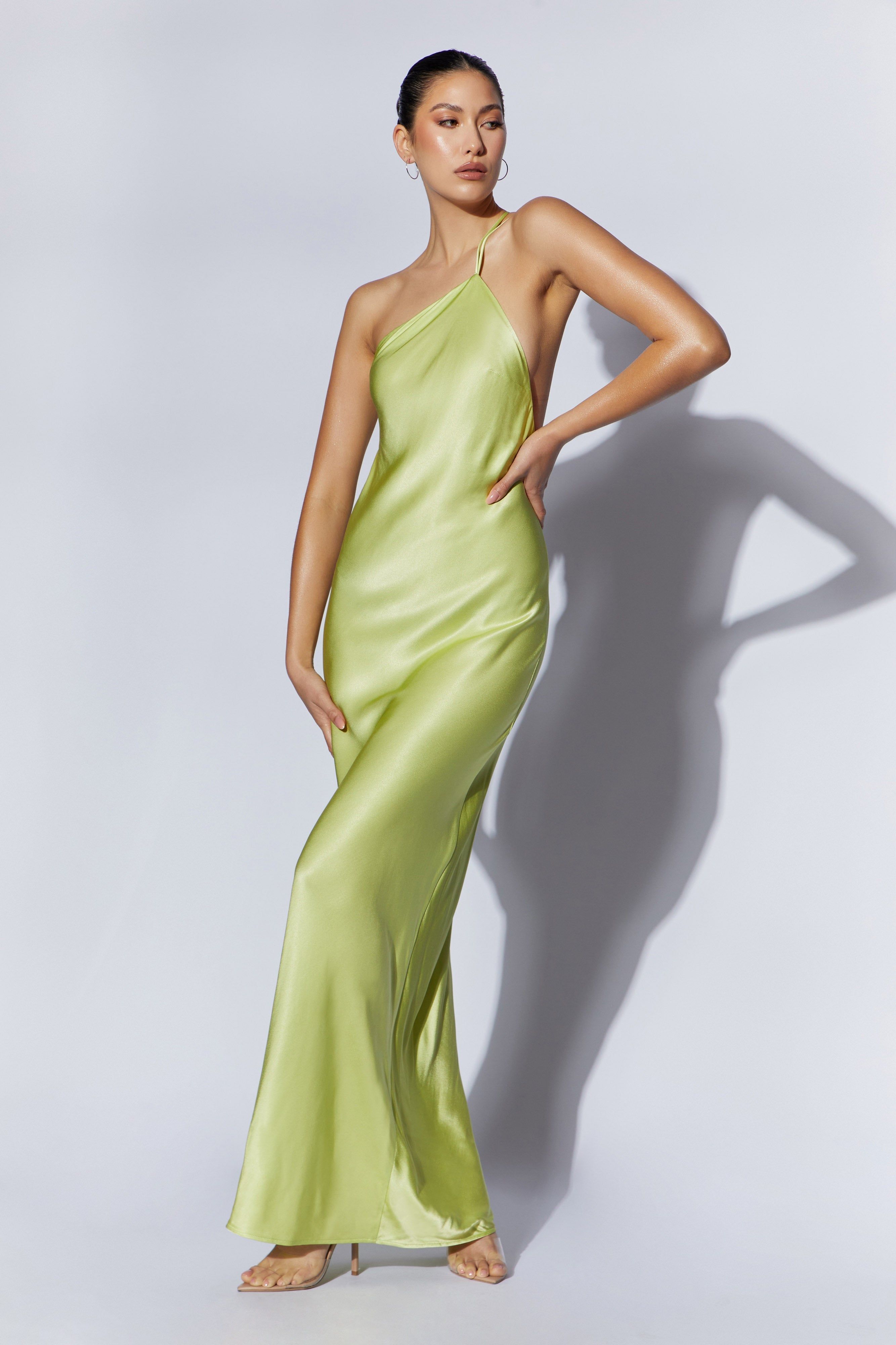 Alena One Shoulder Maxi Dress - Pistachio Green sold by Meshki product image thumbnail 6