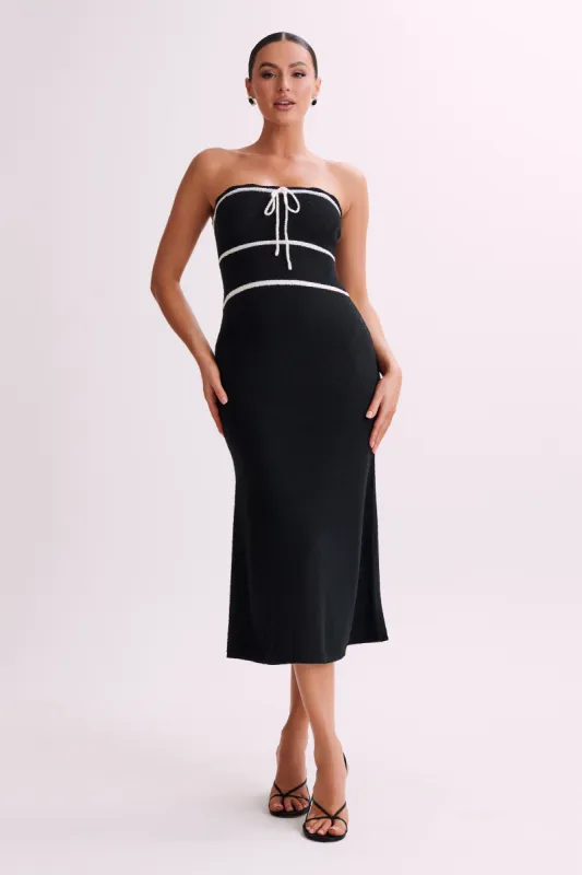 Dawn Strapless Knit Midi Dress - Black sold by Meshki