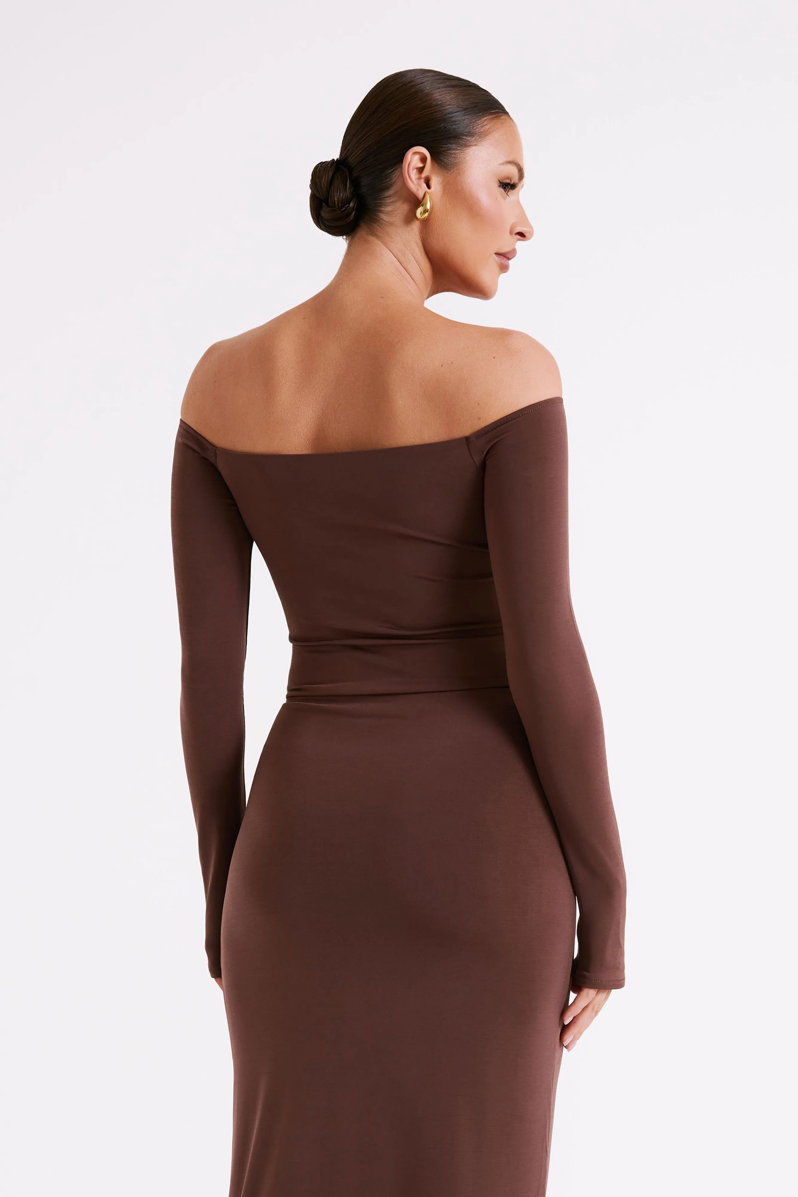 Ceri Off Shoulder Long Sleeve Top - Mocha sold by Meshki product image thumbnail 3