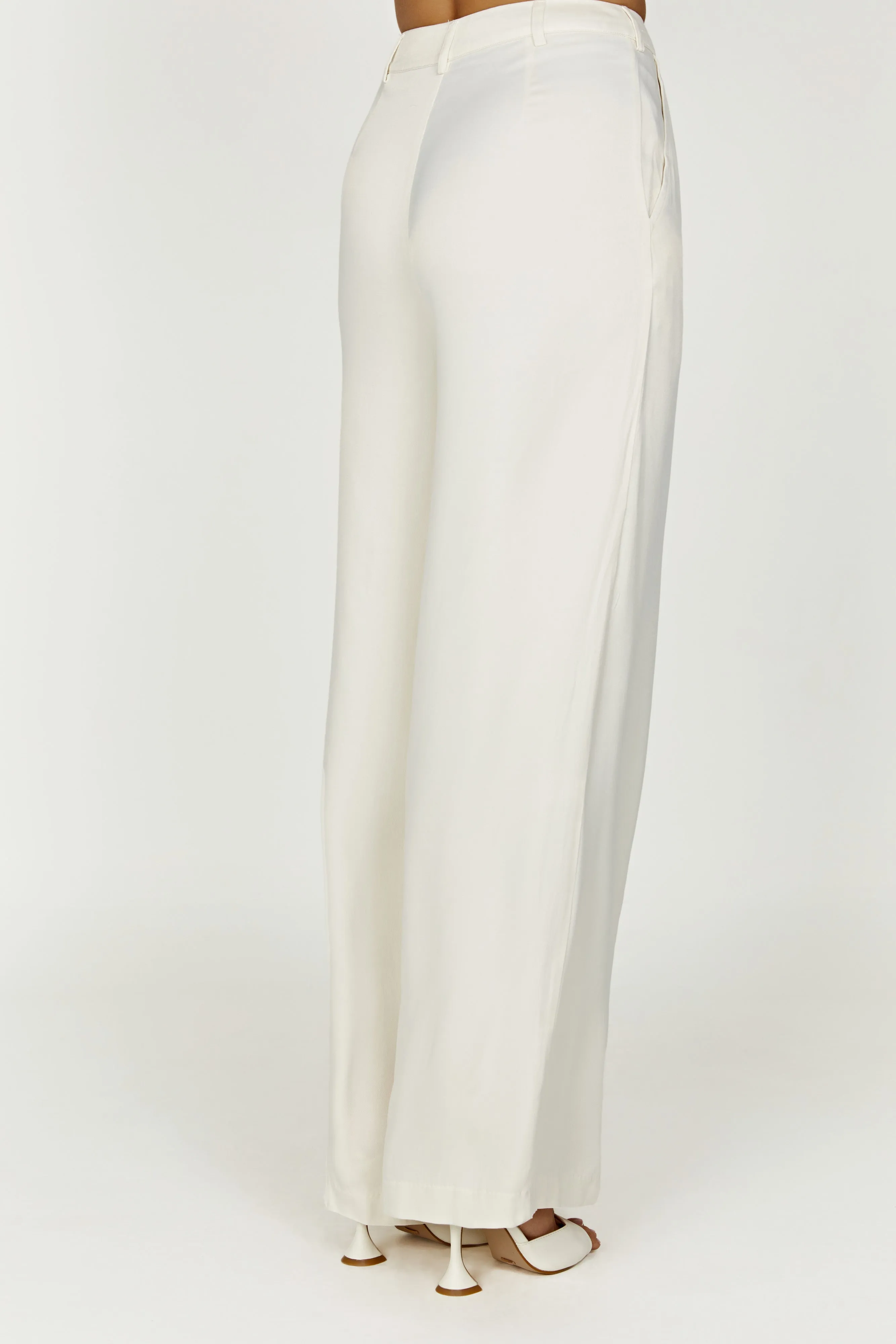 Nour Satin Wide Leg Pant - Ivory sold by Meshki product image thumbnail 2