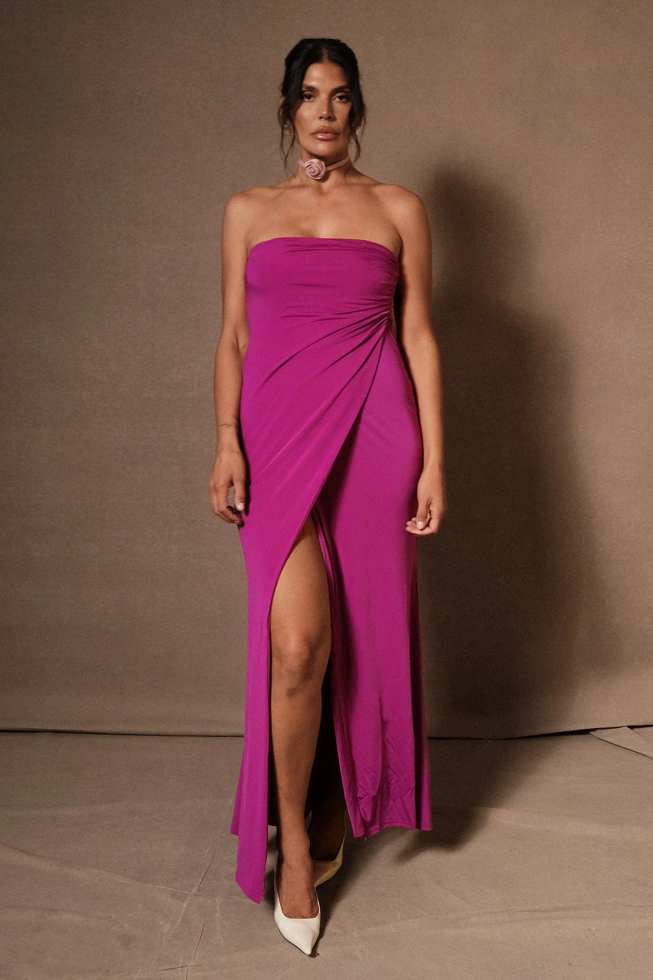 Cosima Slinky Strapless Maxi Dress - Violet sold by Meshki
