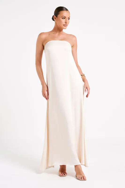 Luisa Strapless Maxi Dress - Sand sold by Meshki
