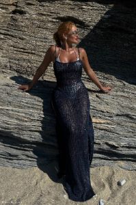 Zelda Sequin Crochet Maxi Dress - Midnight Navy sold by Meshki