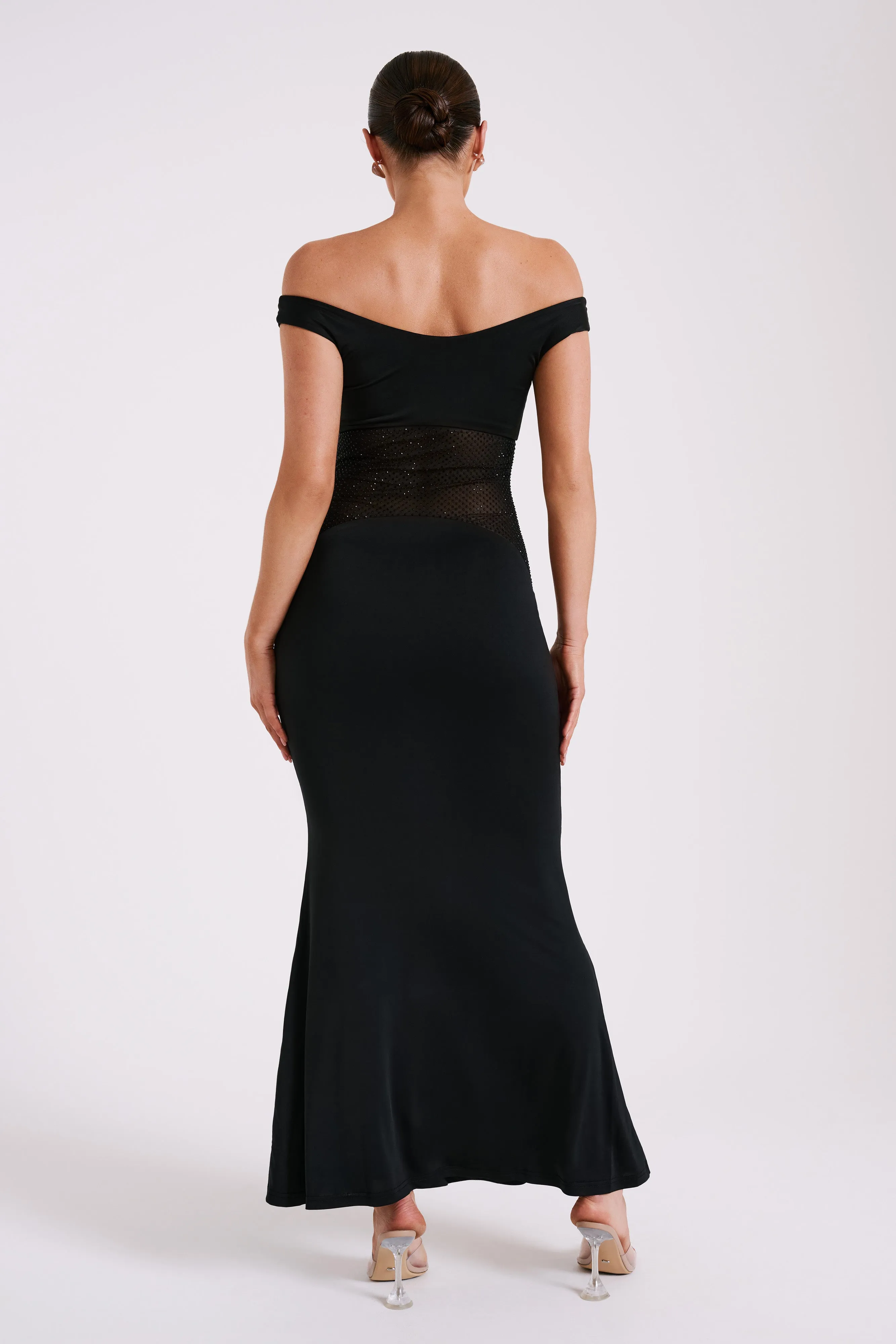 Desmond Slinky Maxi Dress With Diamante - Black sold by Meshki product image thumbnail 5