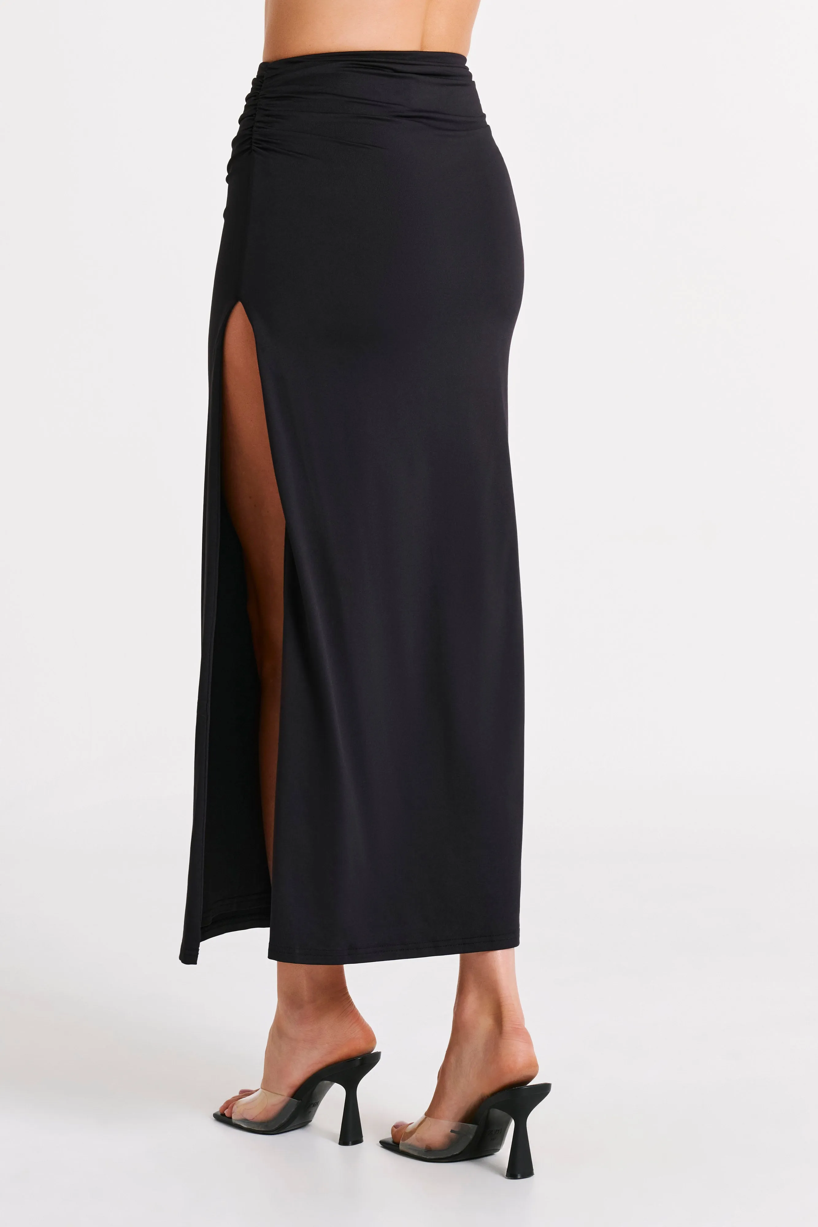 Emma Recycled Nylon Maxi Skirt - Black sold by Meshki product image thumbnail 2
