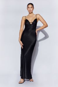 Cora Tie Back Maxi Slip Dress - Black sold by Meshki