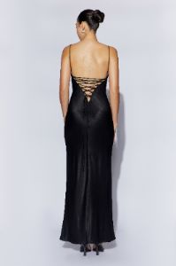 Cora Tie Back Maxi Slip Dress - Black sold by Meshki