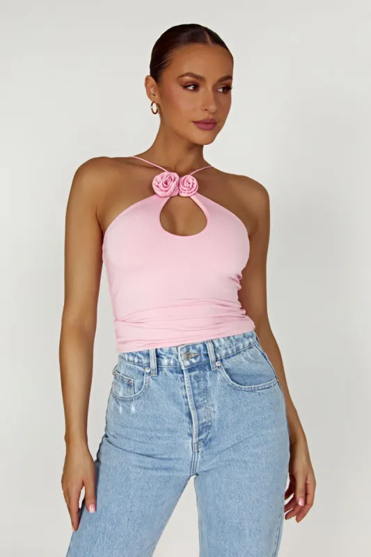 Adeline Rose Halter Top - Baby Pink sold by Meshki