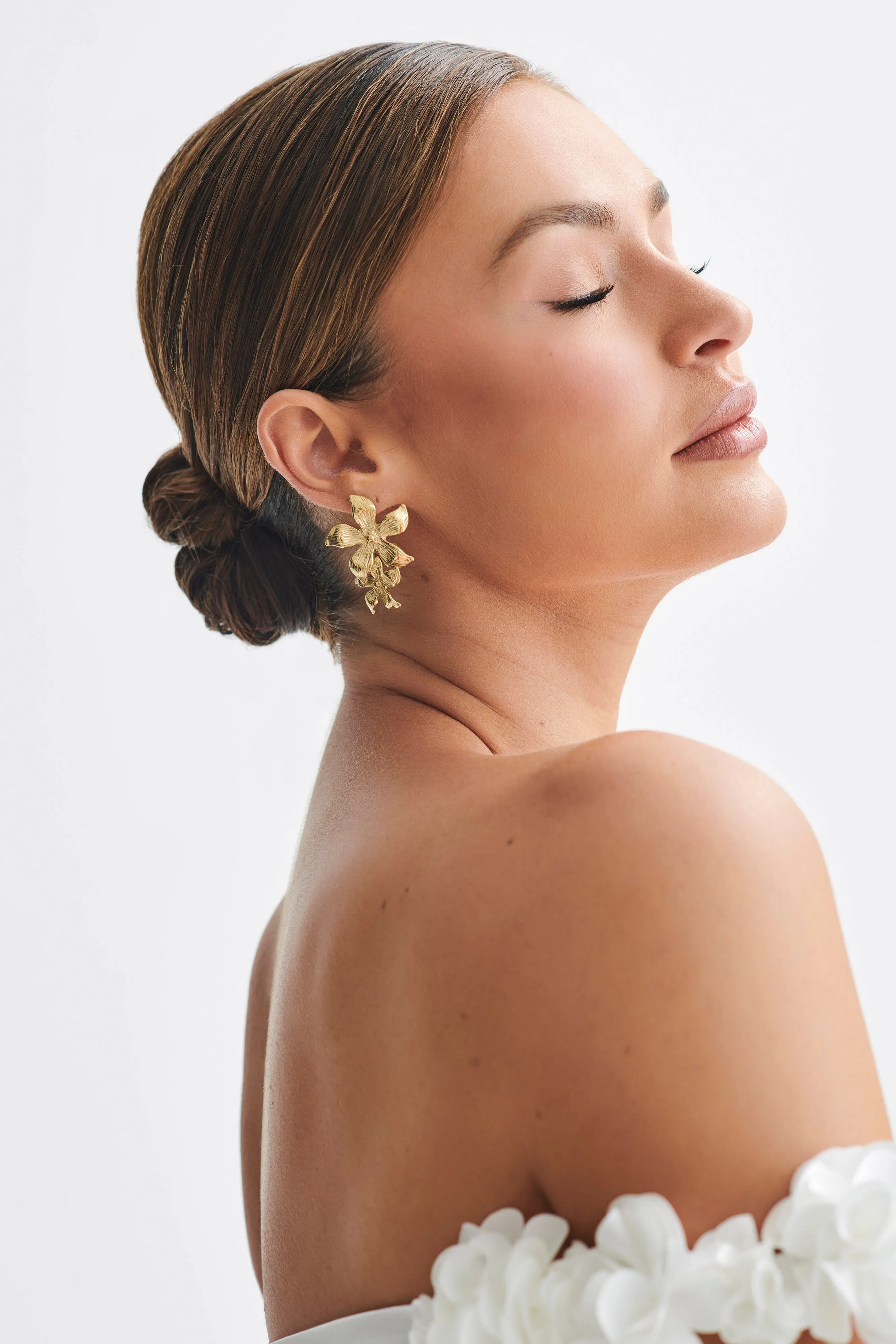 Infatuated Drop Flower Earrings - Gold sold by Meshki product image thumbnail 4